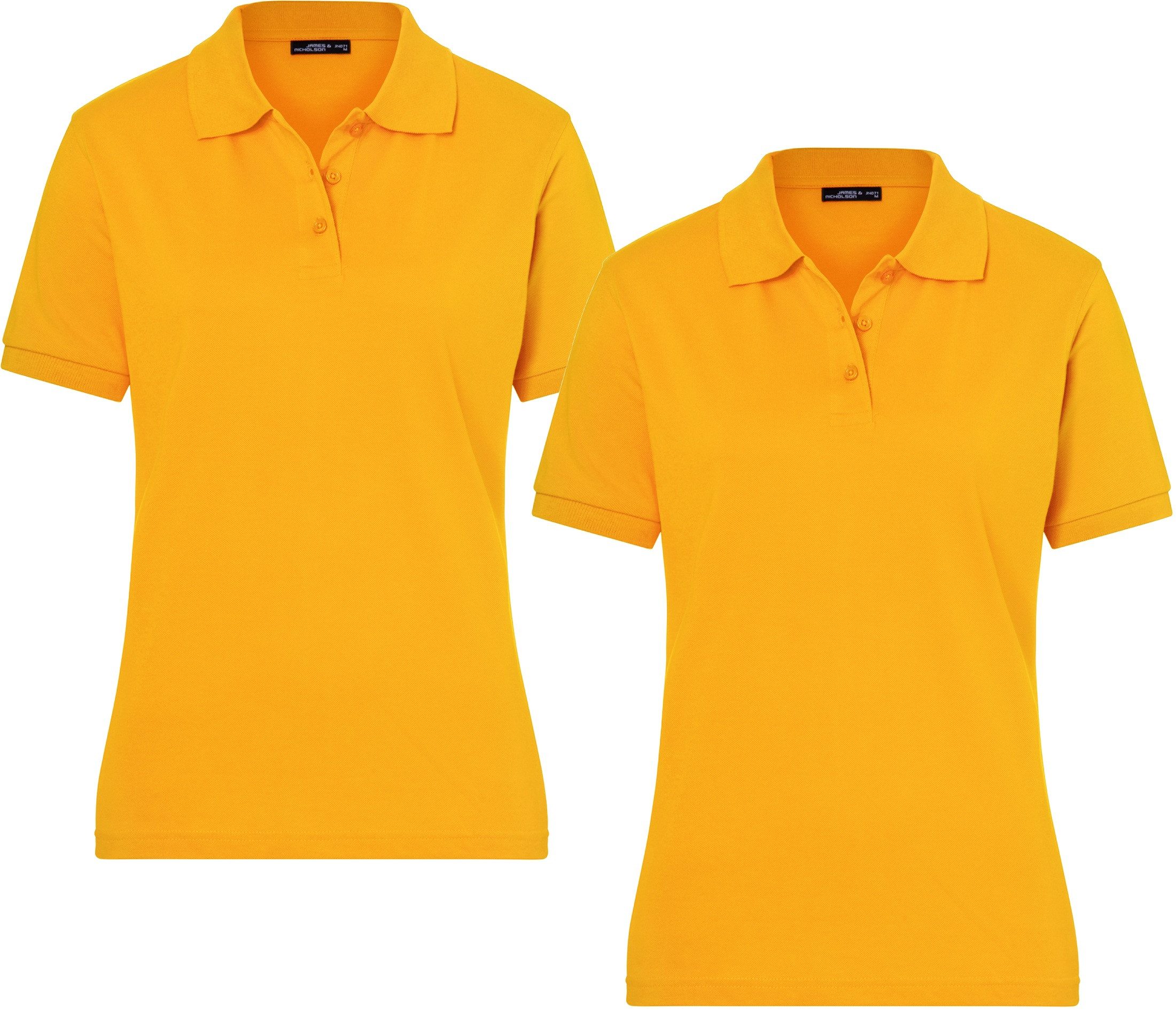 Poloshirt Doppelpack Feines Damen Piqué-Poloshirt mit gestrickten Bündchen JN071