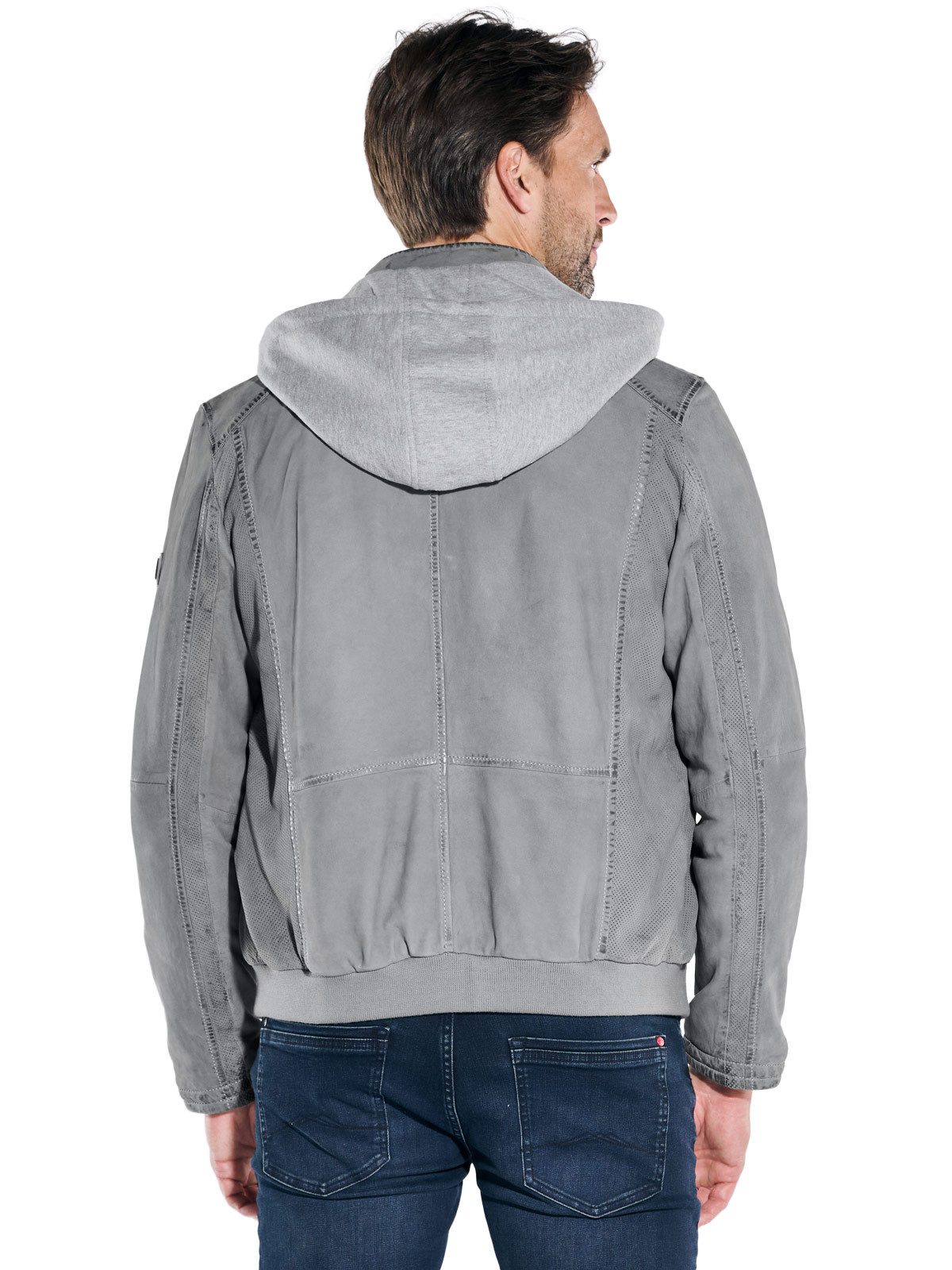 Engbers Lederjacke Herren Lammlederjacke mit Reißverschlusstaschen, Hellblau