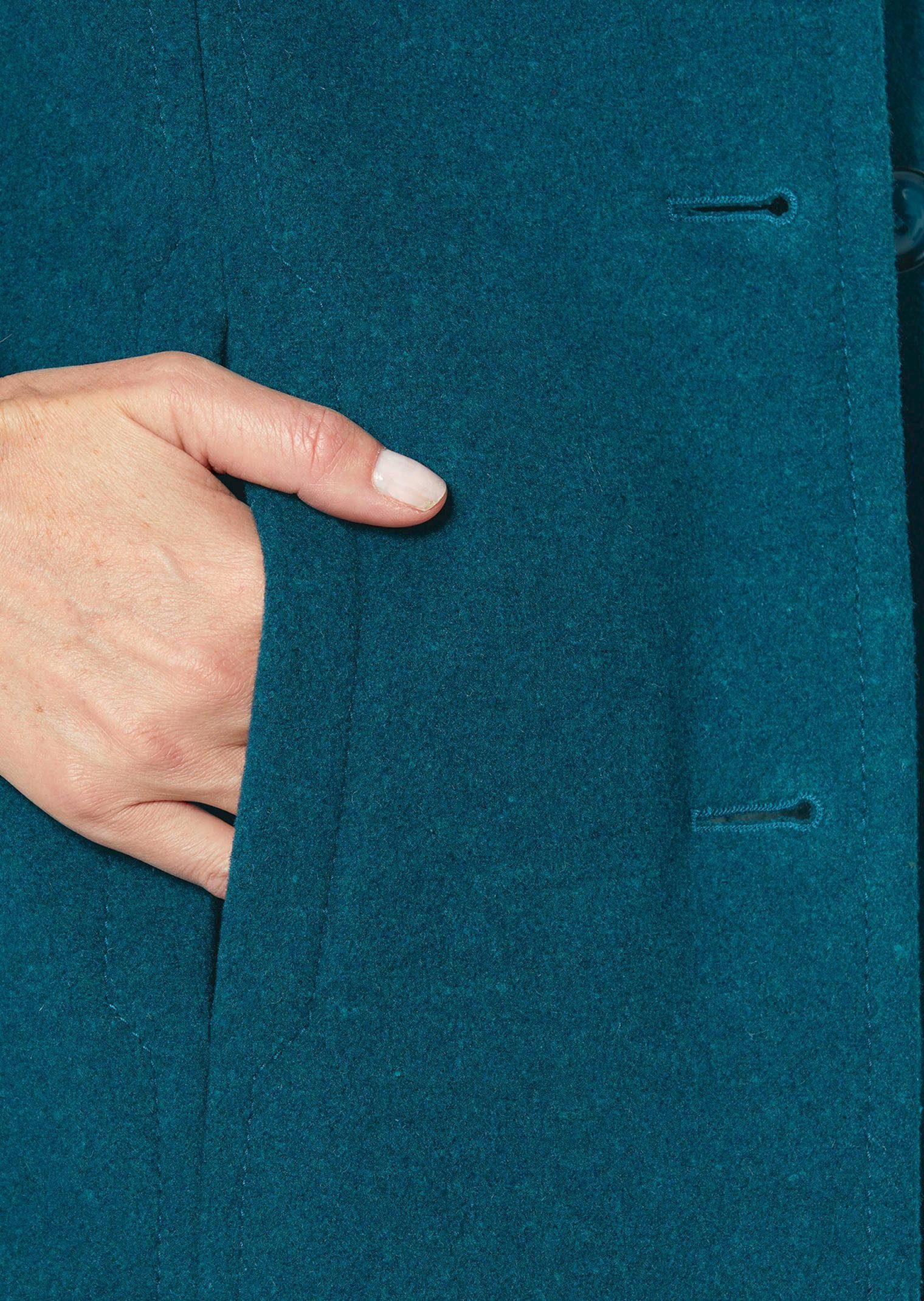 GOLDNER Wolljacke Eleganter Wintermantel mit Stehkragen Longmantel mit Knöpfen, Schubtaschen und Langarm