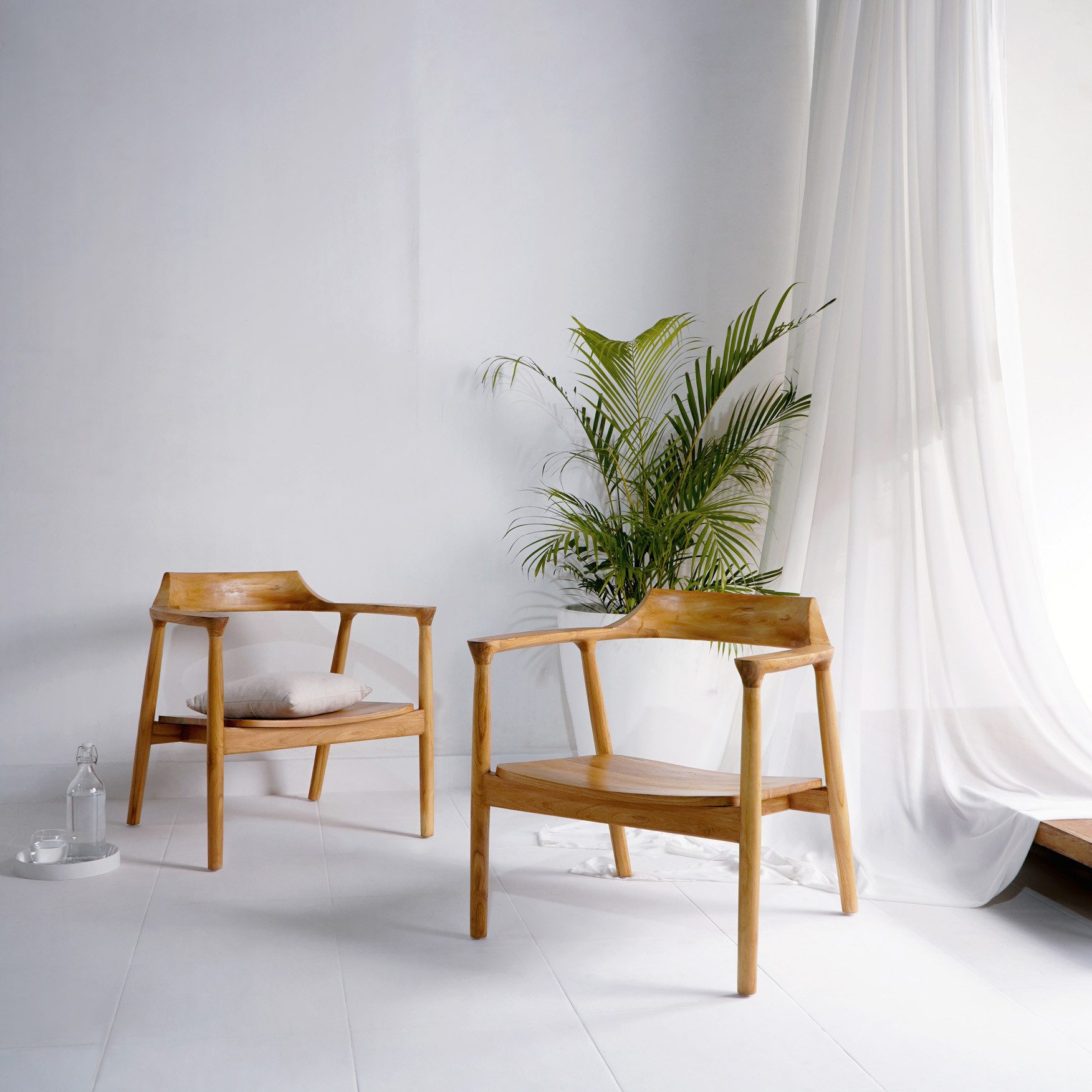 More2Home Loungesessel DESIGN, Teak massiv, Holzsitz