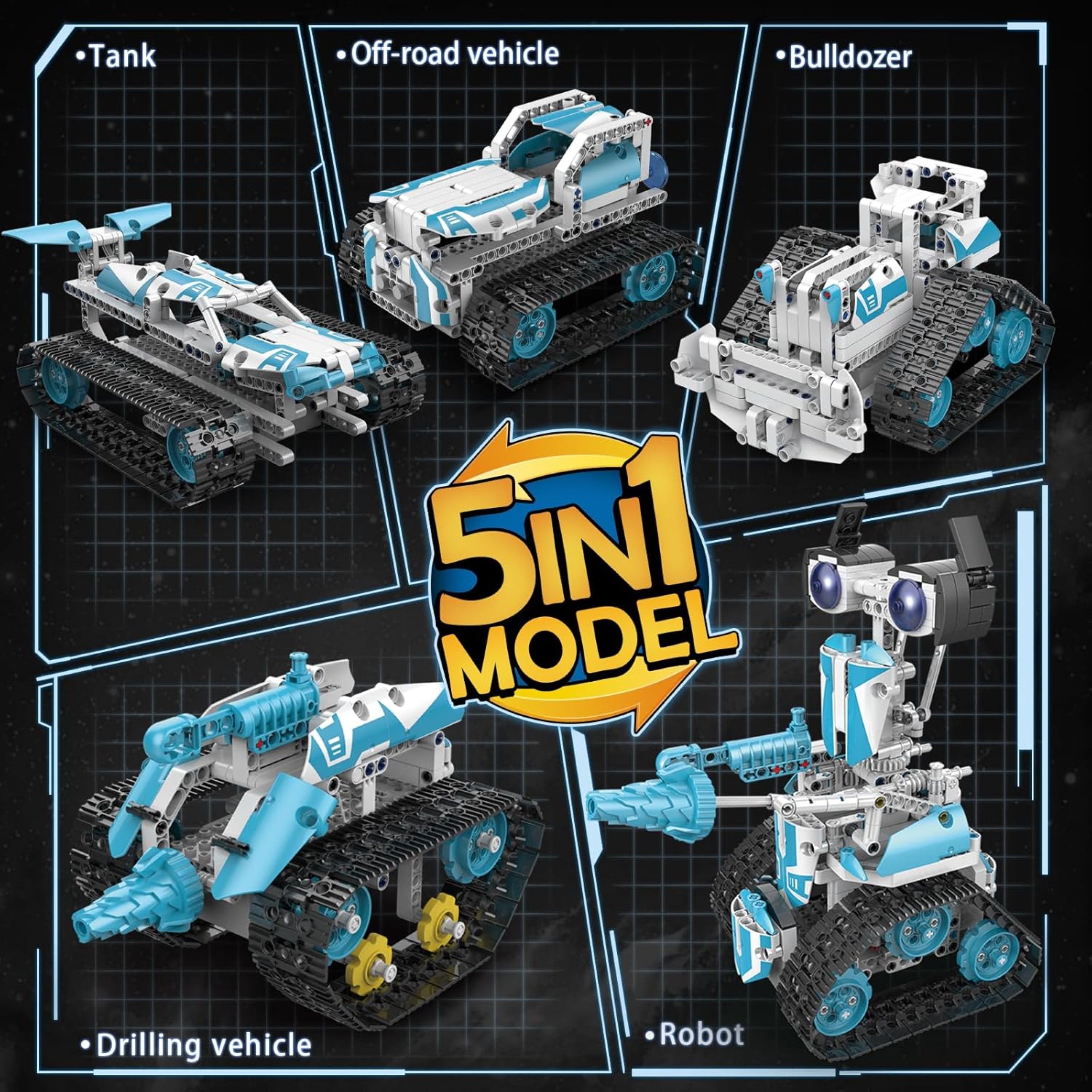 LA CUTE RC-Bagger Bulldozer Roboter (Fernsteuerbares 5-in-1 Bauset mit App günstig online kaufen