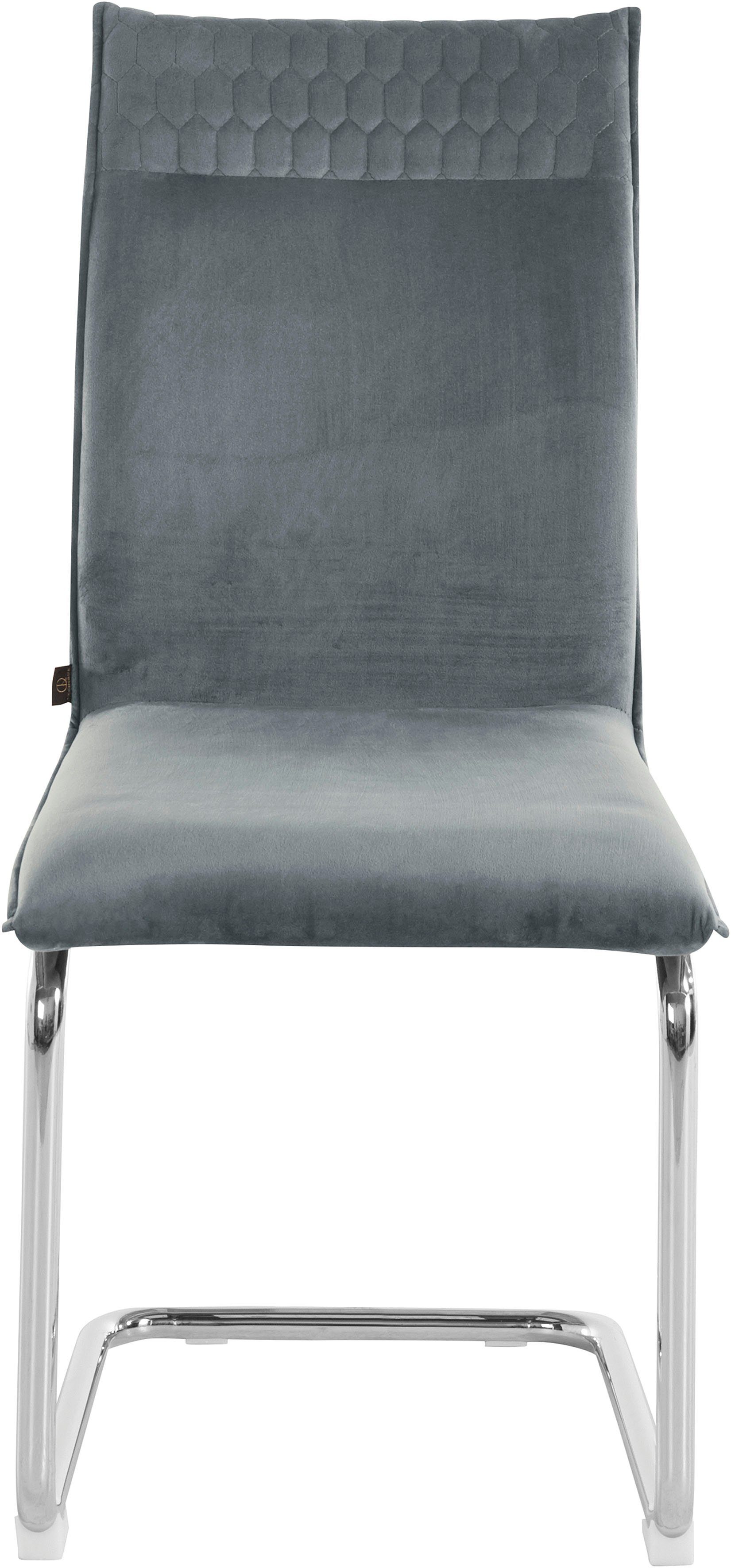 grau 47 mit Deorwine Leonique St), Metallbeinen, Freischwinger Sitzhöhe (2 2er erhältlich, im grau/chrom | cm verchromten Set