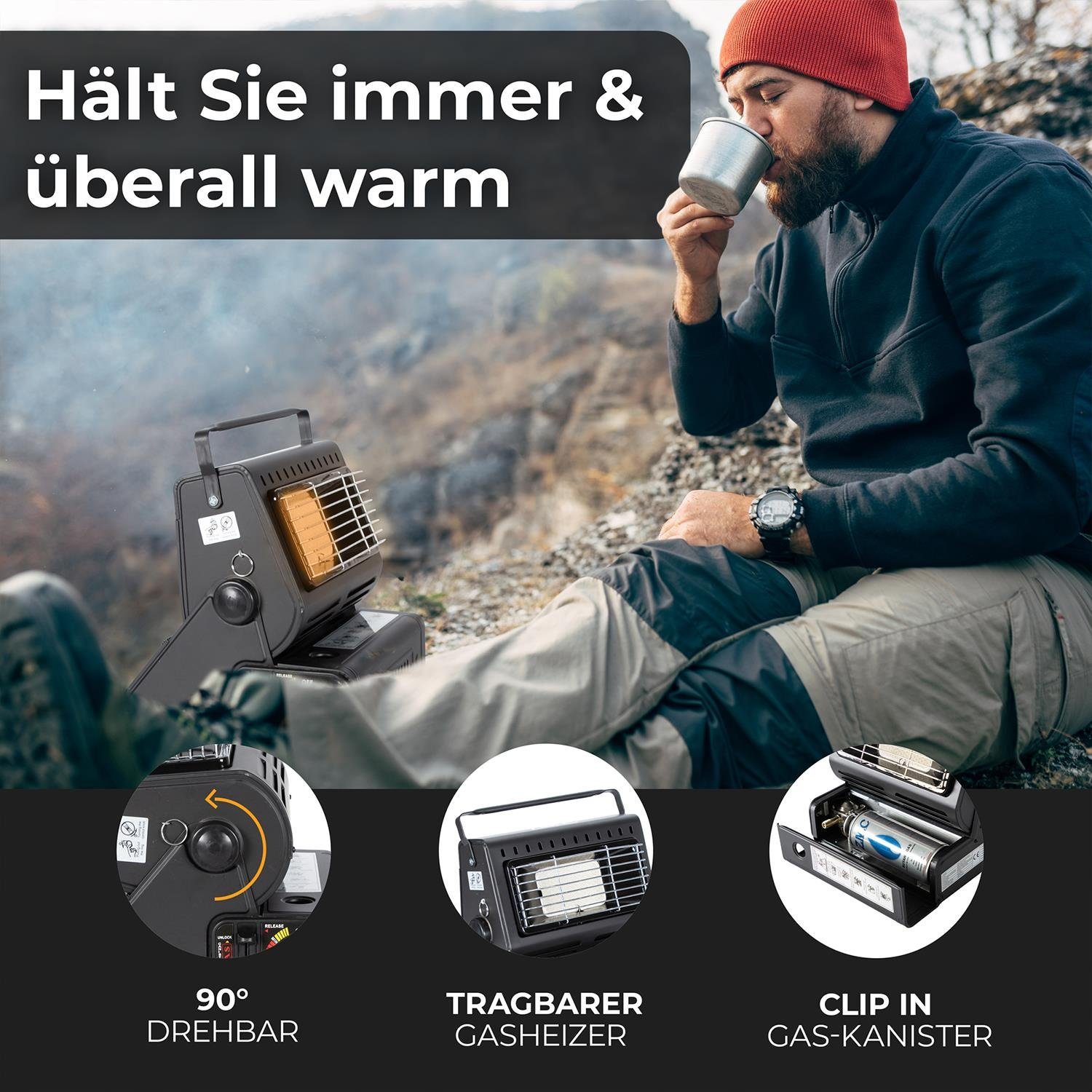 Z.M.C.GMBH Heizstrahler 2in1 Tragbare Camping + 227g Gasheizung Heizung Camping Butangas 6x MSF-1A, Campingkocher Gaskartuschen Heizstrahler Zeltheizung Gaskocher