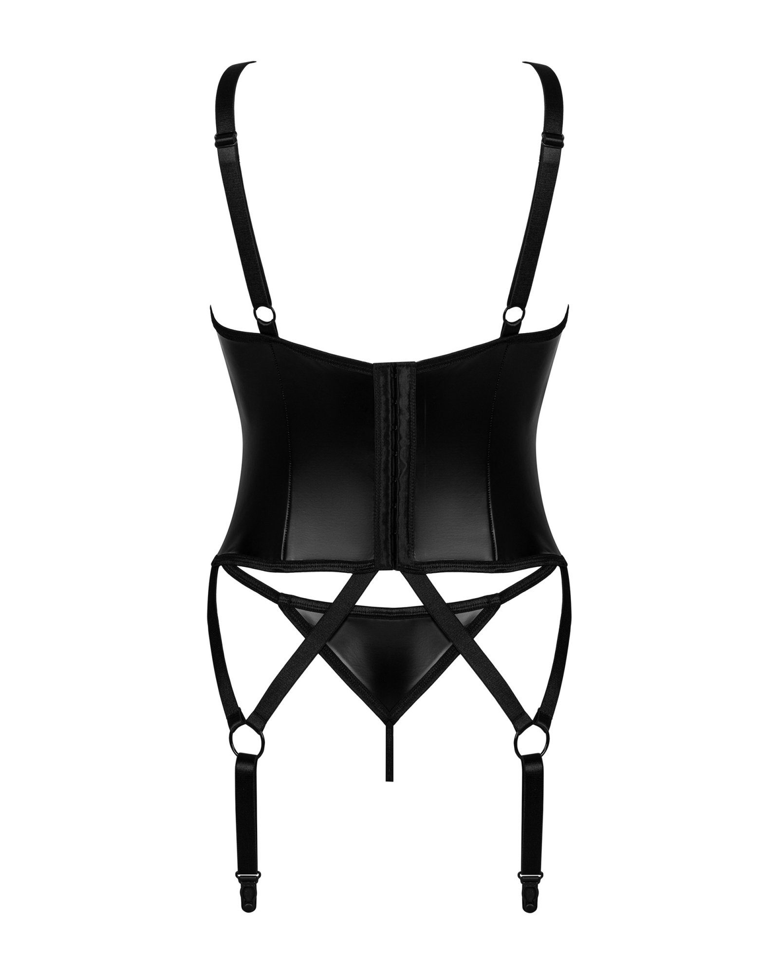 Wetlook Set: String - Bügel-BH schwarz Armares Obsessive Corset und