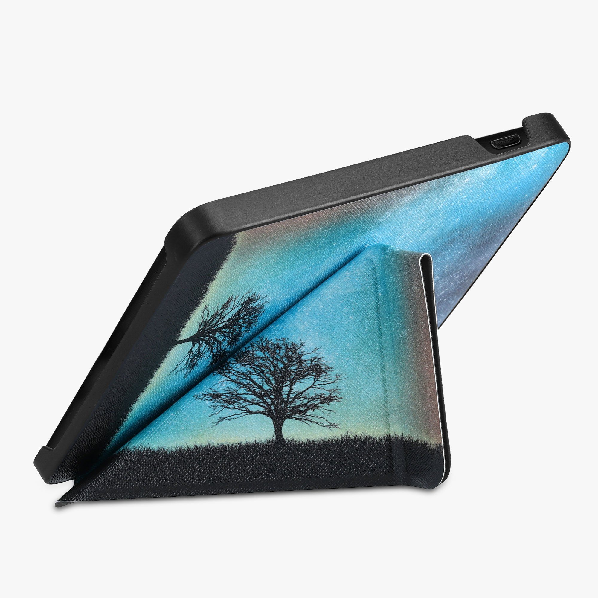 kwmobile E-Reader-Hülle eReader Schutzhülle für Tolino Vision 6, Hülle mit Falt Cover für E-Reader in Blau Grau Schwarz – Bild 5 von 5
