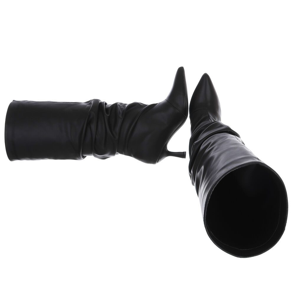 Ital-Design Moderne Slouch-Stiefel mit spitzer Zehenform für Damen Stiefel (90851739) Pfennig-/Stilettoabsatz Stiefel in Schwarz