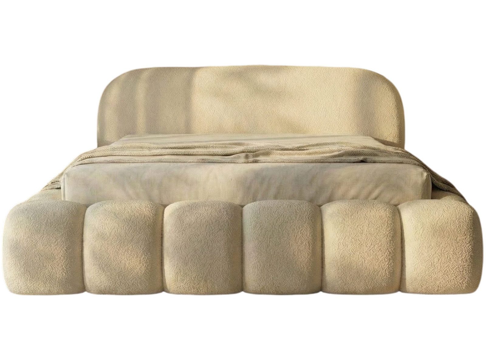 yourhouse24 Polsterbett Orlando Slim Bouclé kompaktes Wolkenbett mit Bettkasten (Kopfteil im Oversize-Look und Stauraum – weich, modern und pflegeleicht, Inklus – Bild 4 von 5