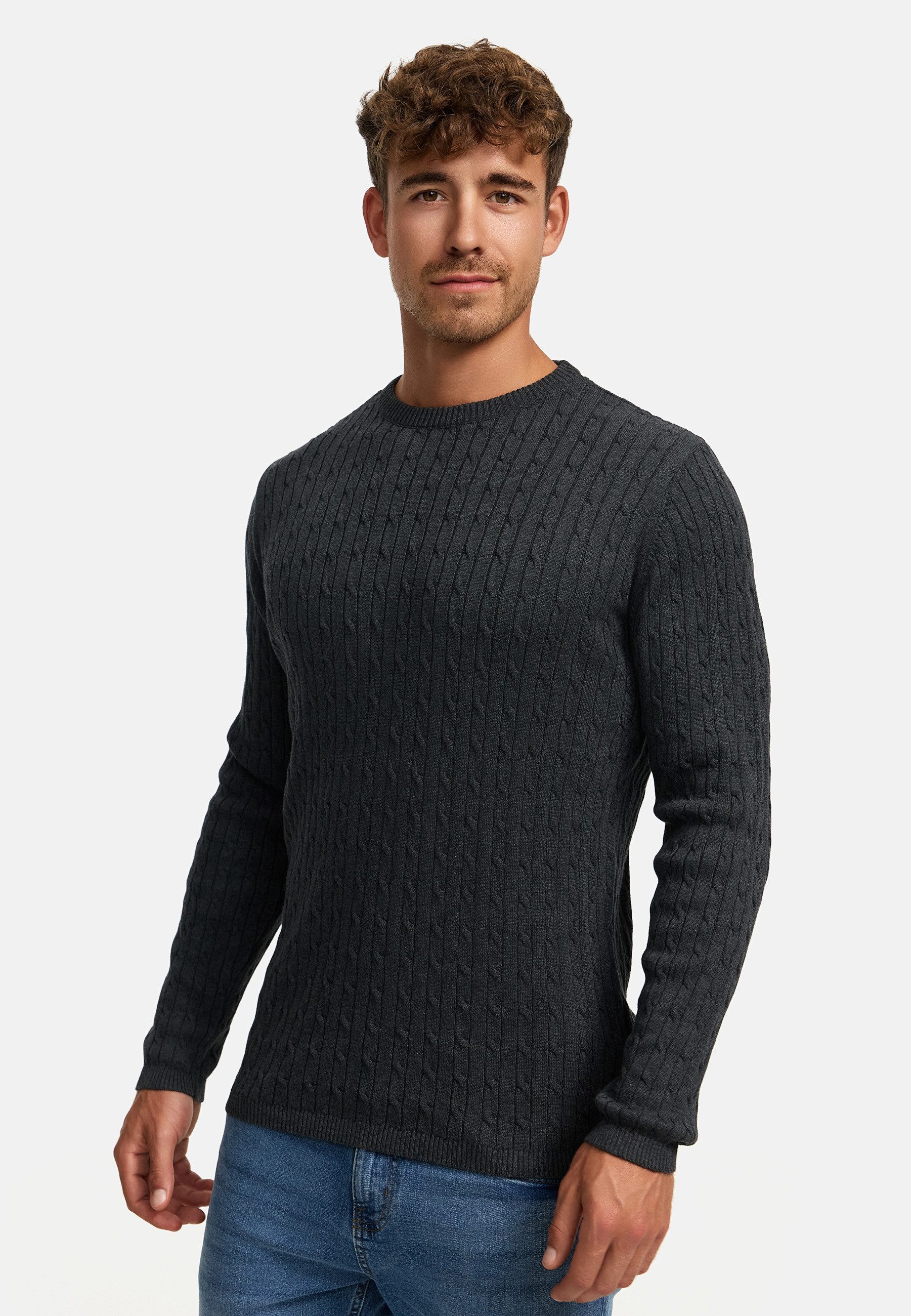 Kronstadt Strickpullover KSCable Feinstrickpullover mit Rundhalsausschnitt günstig online kaufen