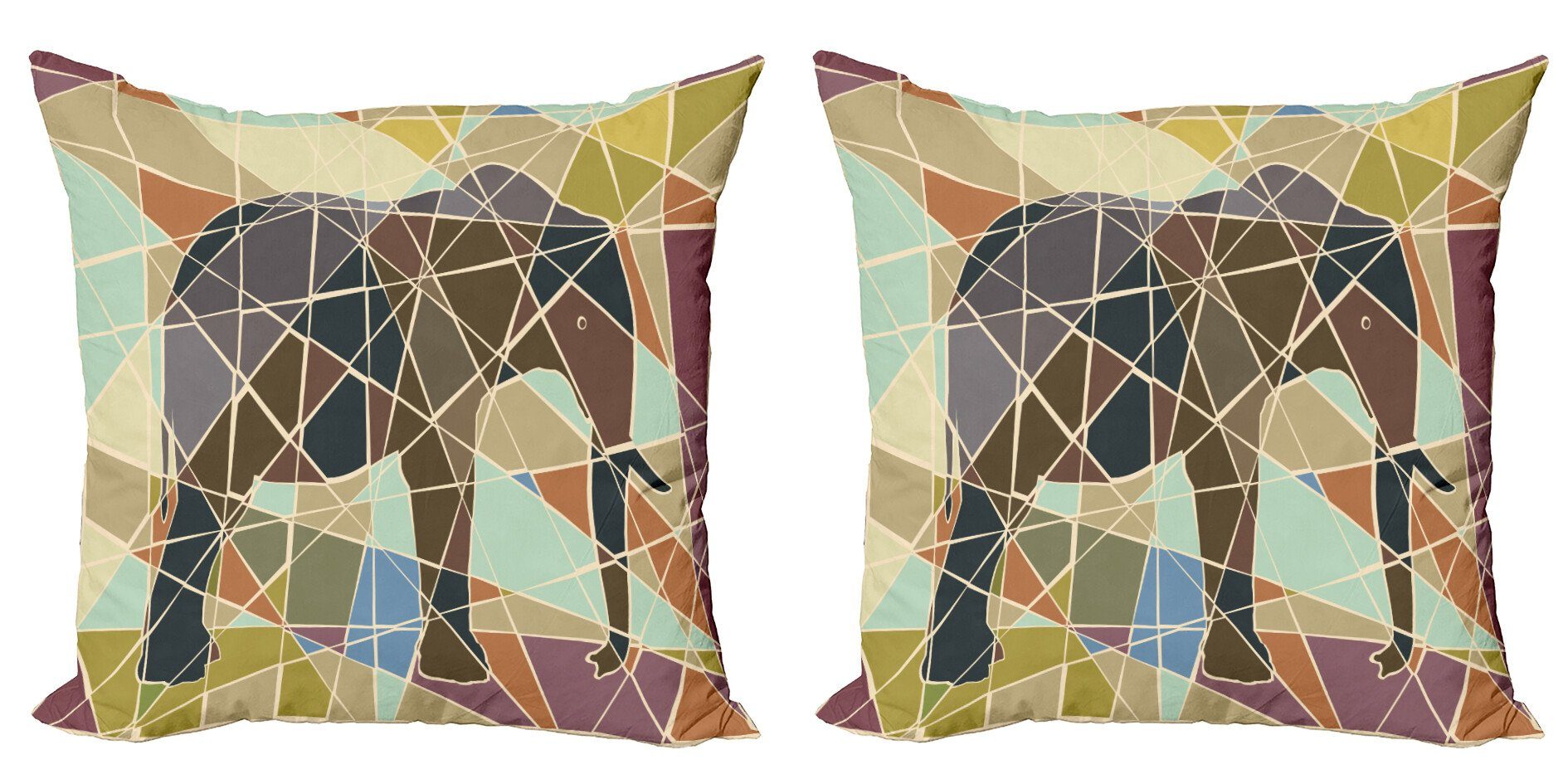 Modern Stück), (2 Kissenbezüge Abakuhaus Elefant Tier Digitaldruck, Mosaik Accent Doppelseitiger