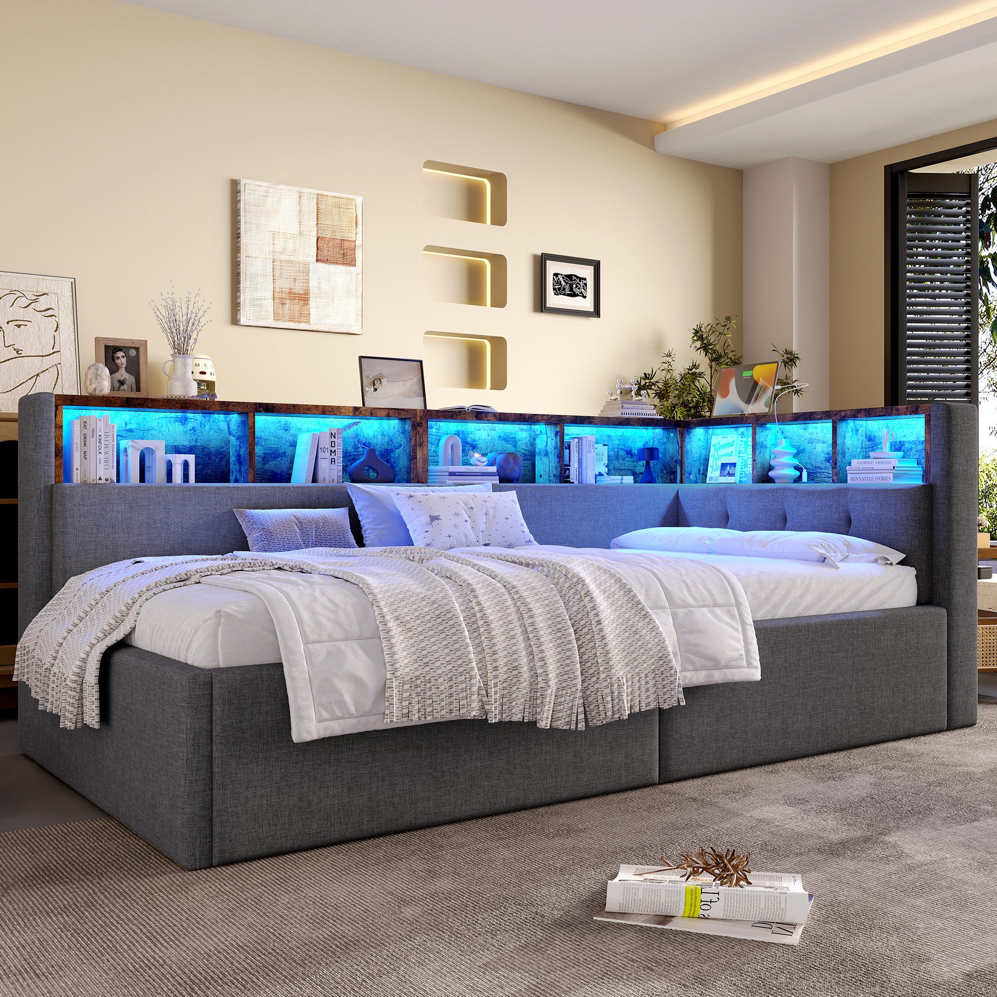 STILVORA Schlafsofa 90×200 mit Matratze&Bettkasten,Tagesbett Daybett mit St günstig online kaufen