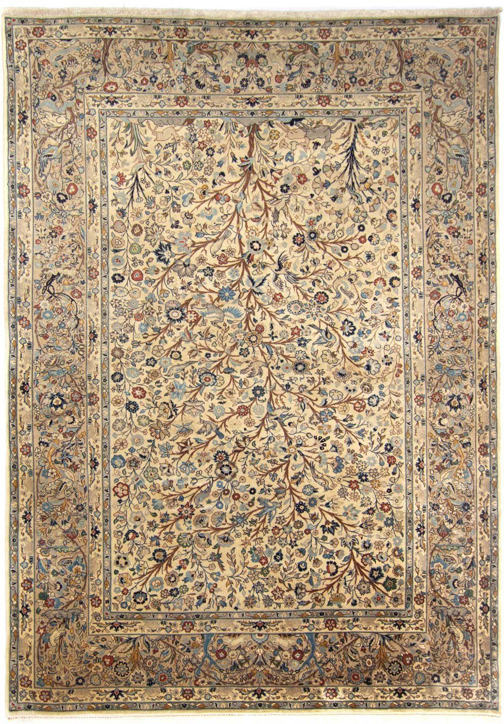 Wollteppich Keshan Durchgemustert Beige chiaro 342 x 247 cm, morgenland, rechteckig, Höhe: 10 mm, Unikat mit Zertifikat