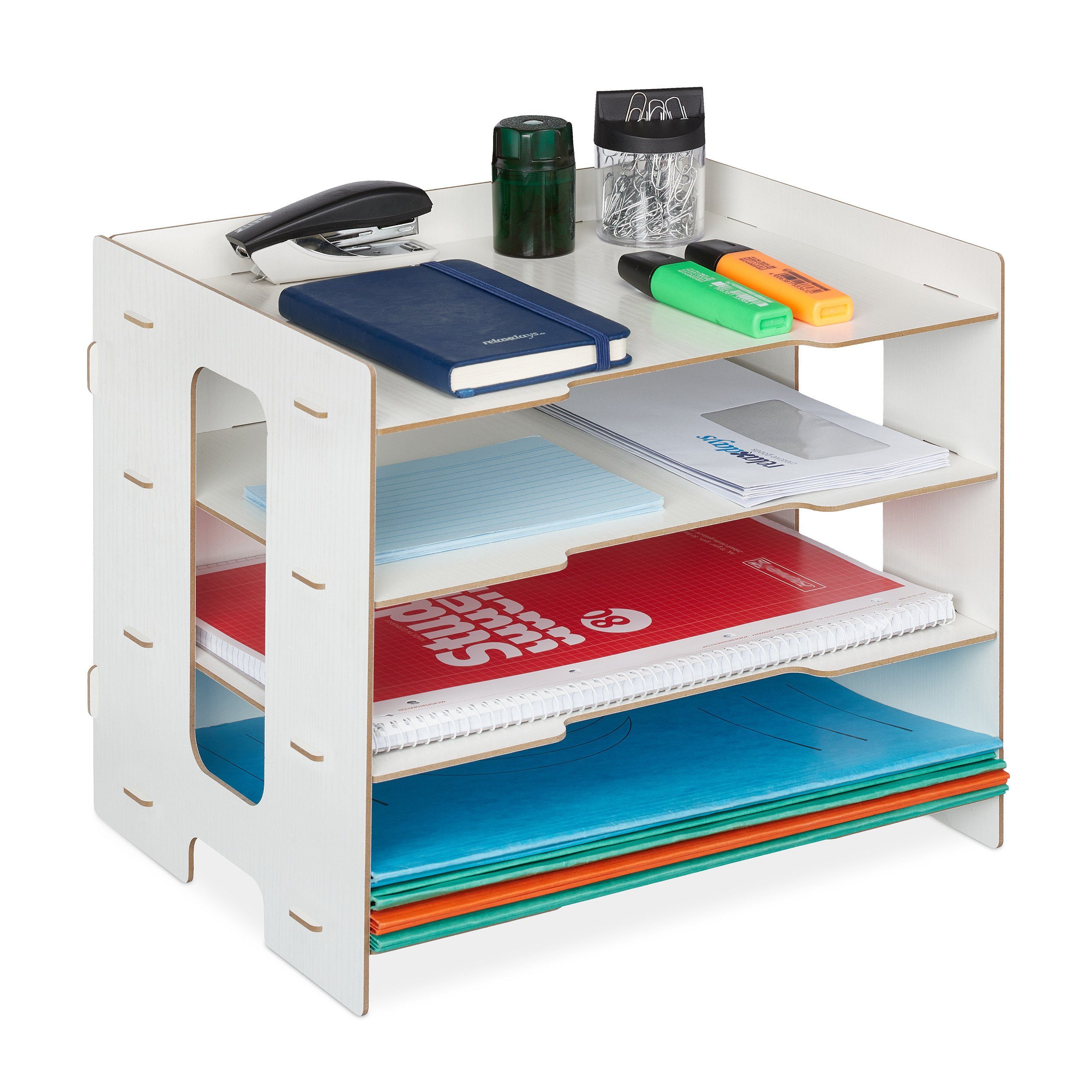 relaxdays Briefablage aus MDF mit 3 Fächern (1-St), weiß