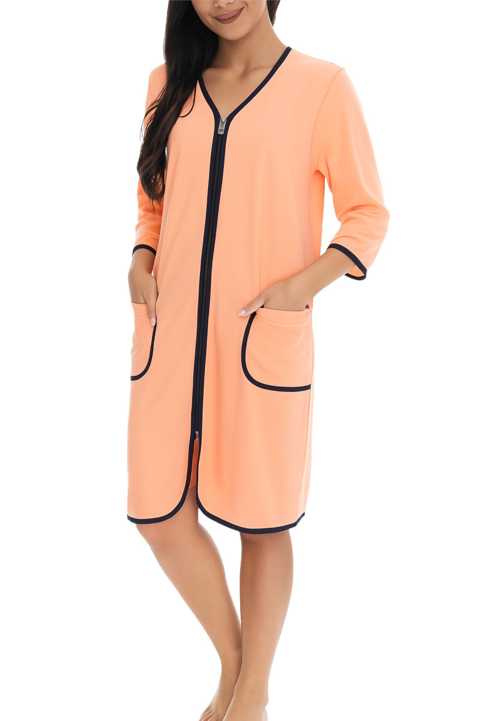 Aquarti Damenbademantel Damen Bademantel Morgenmantel Reißverschluss günstig online kaufen