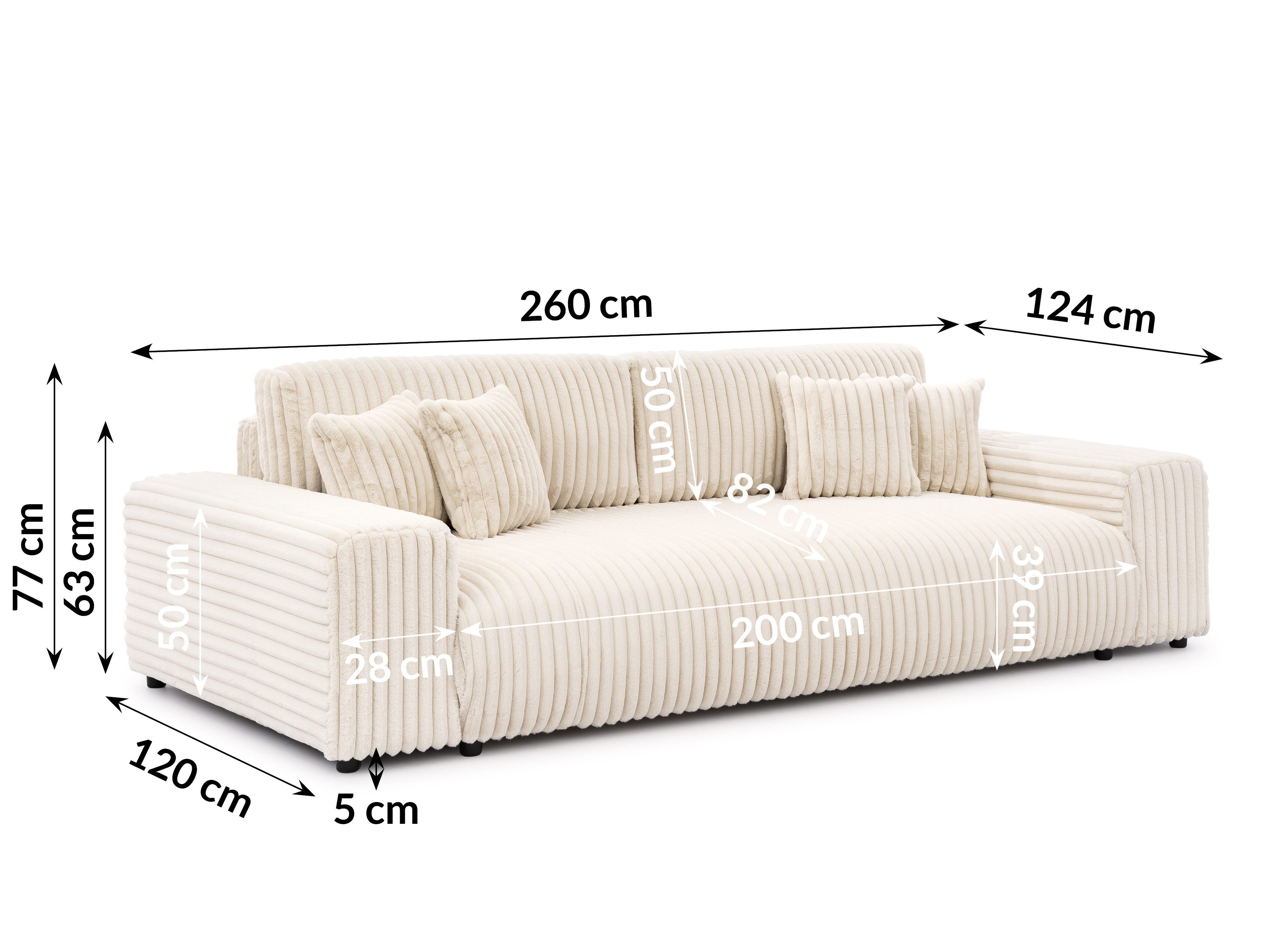 S-Style Möbel Schlafsofa Mollis mit Bettkasten aus Plüschcord, mit Wellenfederung