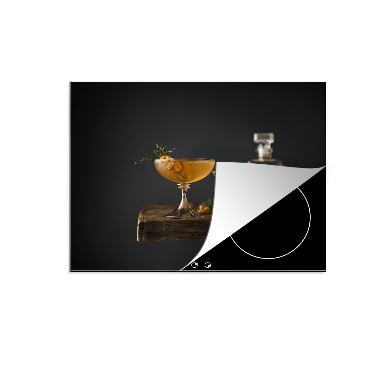 Ceranfeldabdeckung tlg), Getränke 60x52 cm, Herdblende-/Abdeckplatte auf nutzbar, einem MuchoWow Vinyl, (1 Arbeitsfläche Holztisch, Mobile Teure