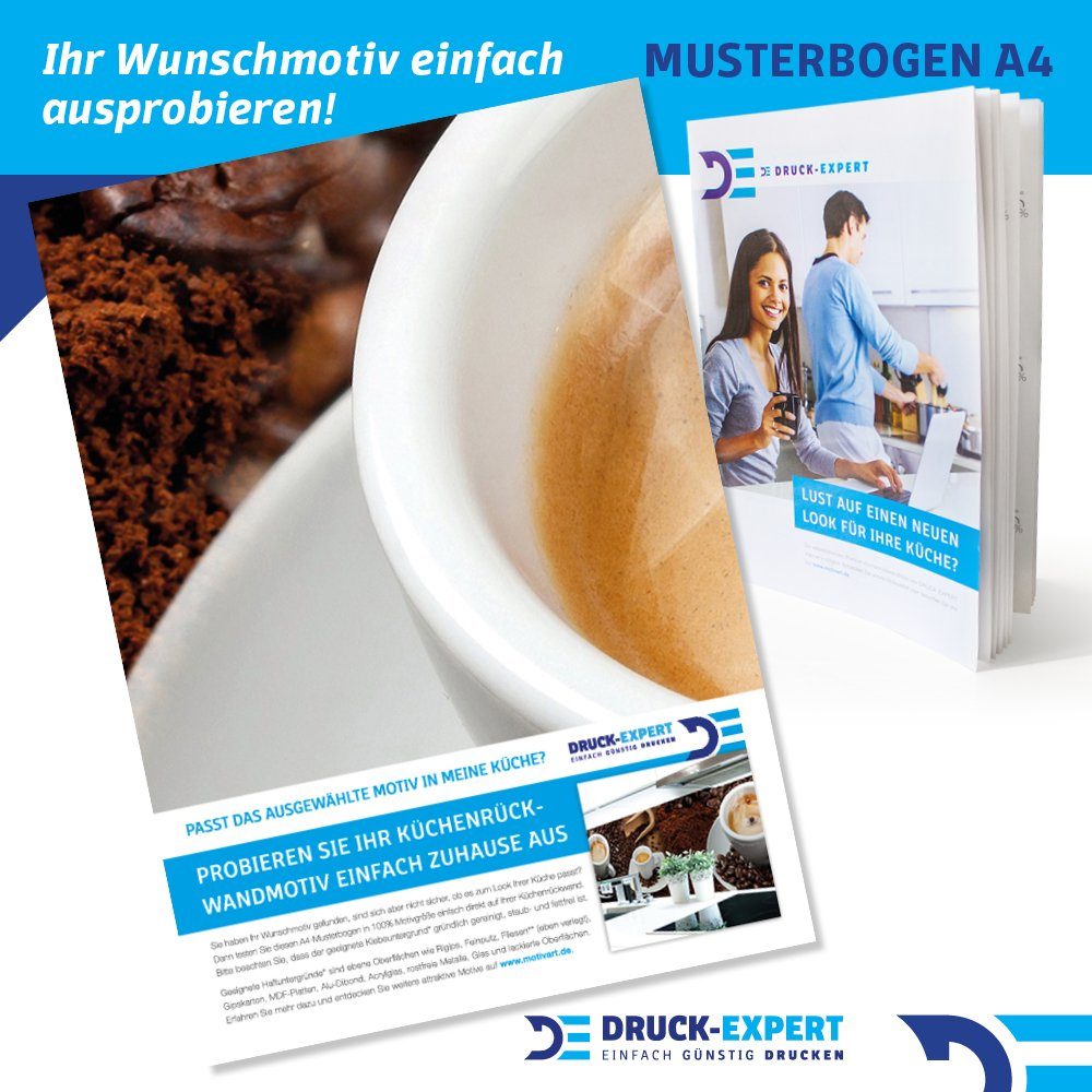 DRUCK-EXPERT Kaffee Hart-PVC mm Küchenrückwand Mix Küchenrückwand 0,4 selbstklebend Premium
