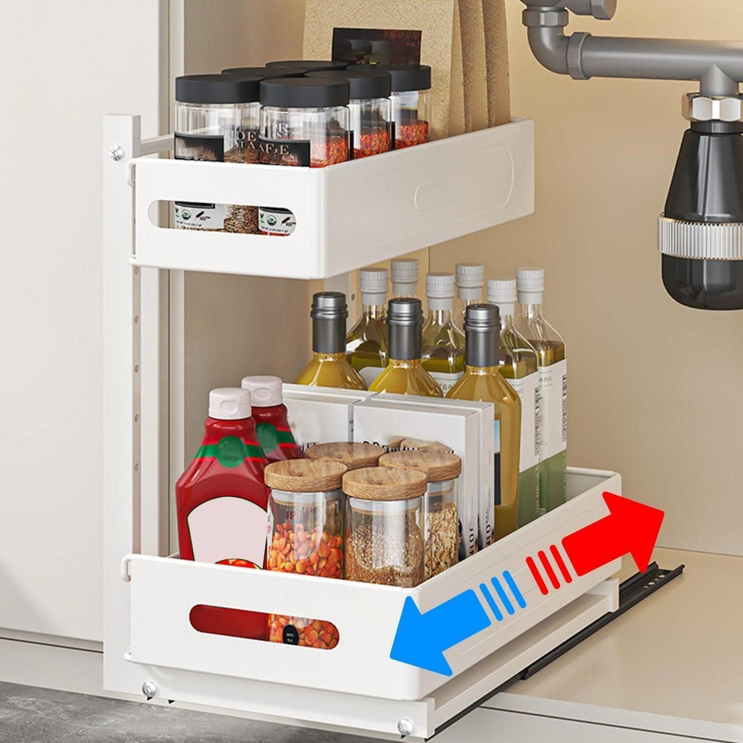 LuxusKollektion Unterstellregal Unterschrank Organizer Metall 2 Etagen Weiss, 1-tlg.