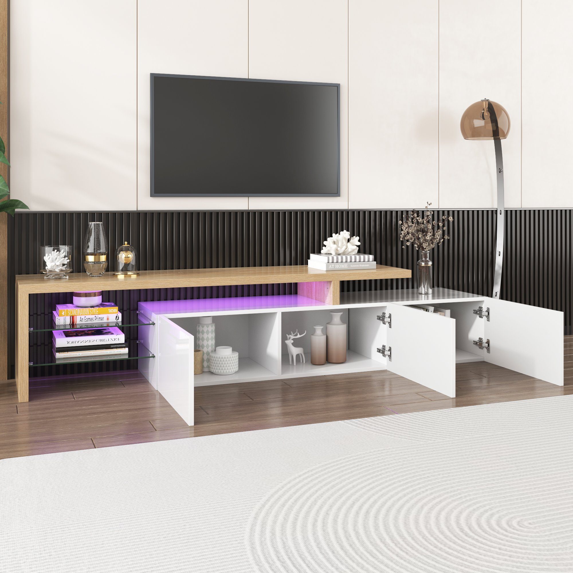 praktischer TV-Schrank-Design: Stauraum,LED-Beleuchtung DOTMALL TV-Schrank Modernes