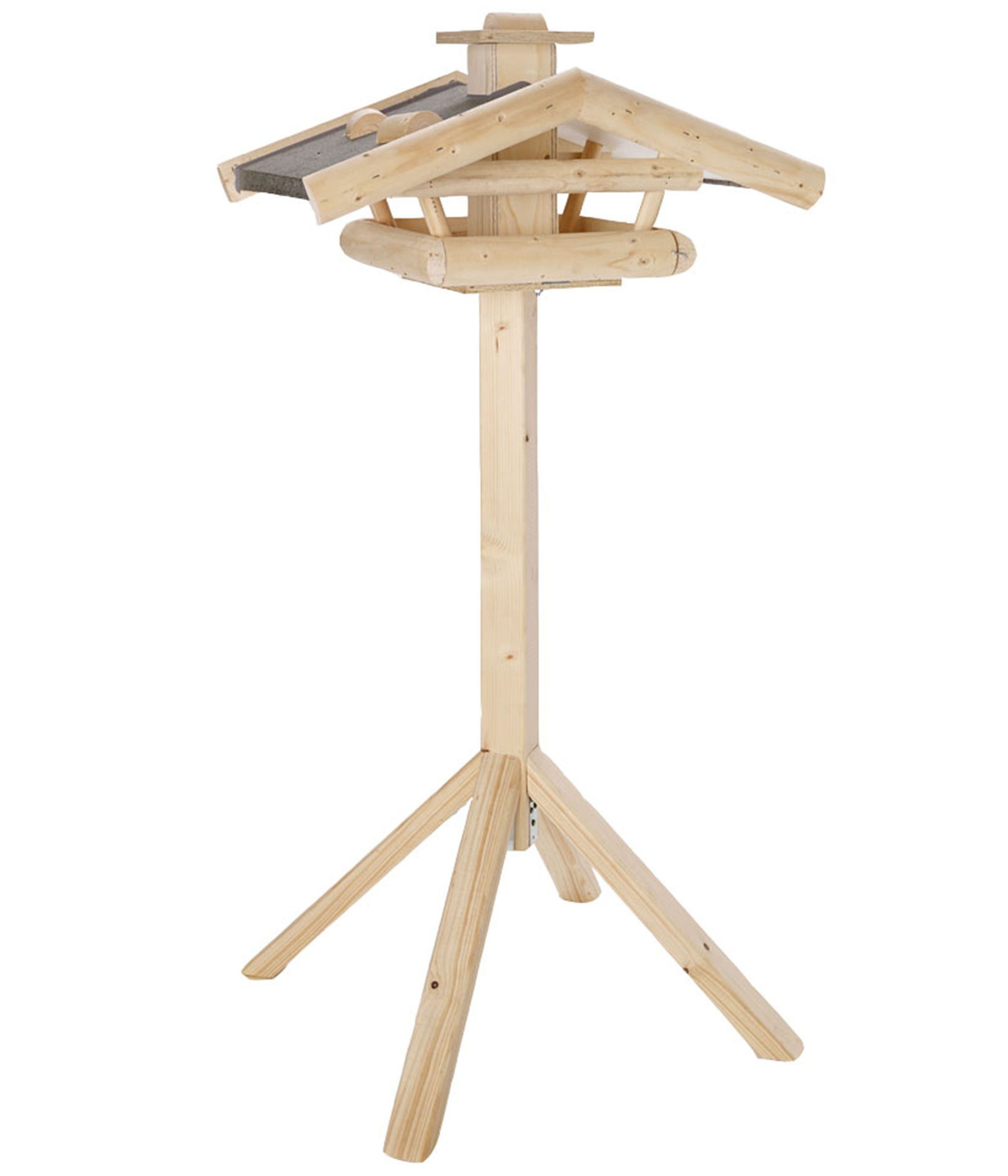 Dehner Vogelhaus Natura Wildvogel-Futterhaus Watzmann inkl. Ständer, 55 x 40 x 133 cm, hochwertiges Vogelhaus aus Fichtenholz