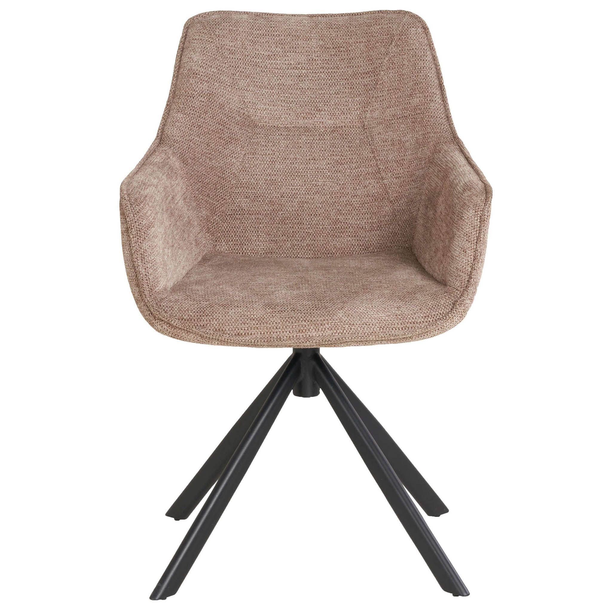 bene living Loungesessel San Carlo - drehbar - hellbraun (1-St), schwarzes Metall-Gestell - bequeme Arm- und Rückenlehne