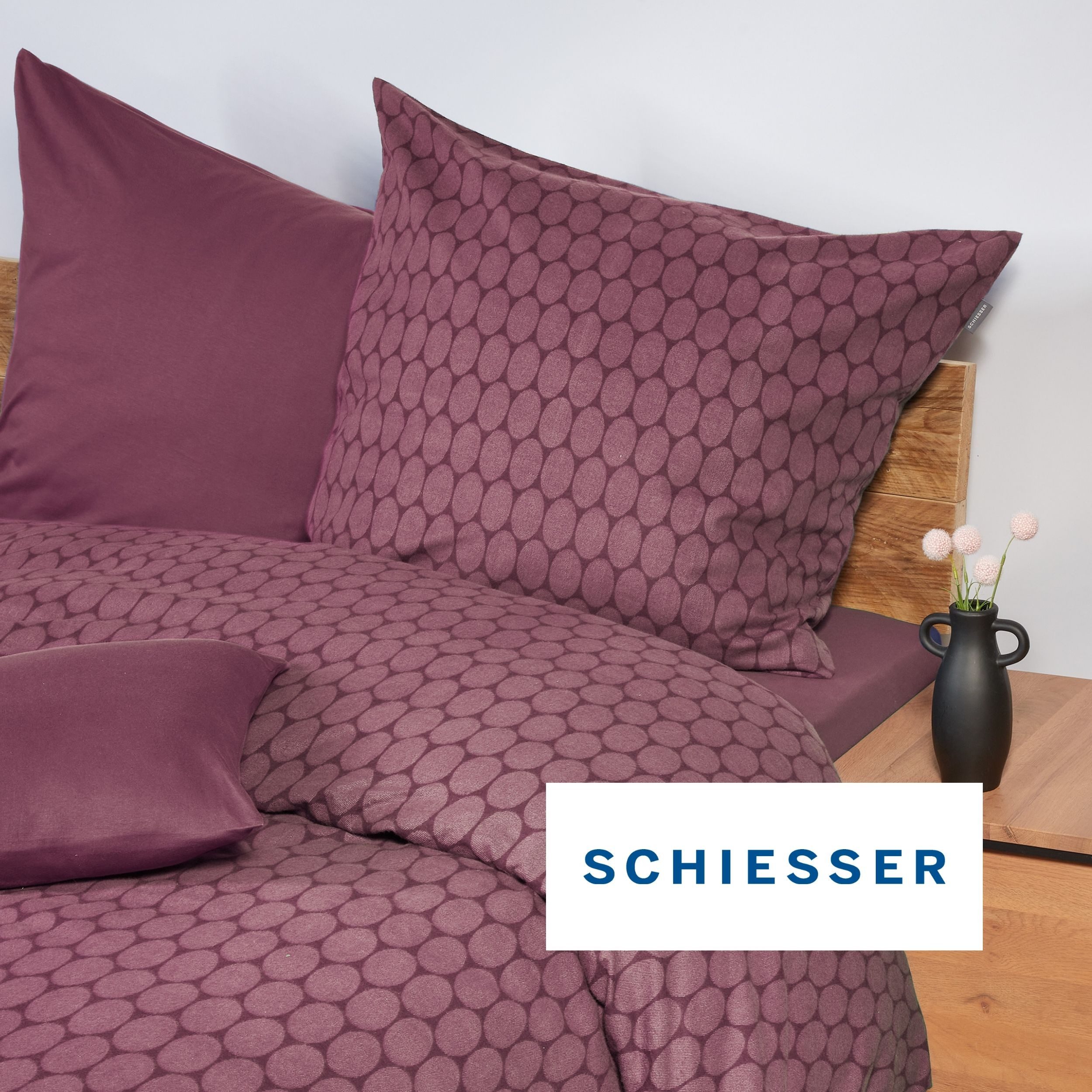 Schiesser Bettwäsche Drops aus wärmender Feinbiber-Qualität mit dezentem Grafikprint, Feinbiber, 2 teilig, OEKO-TEX® MADE IN GREEN – Bild 4 von 5