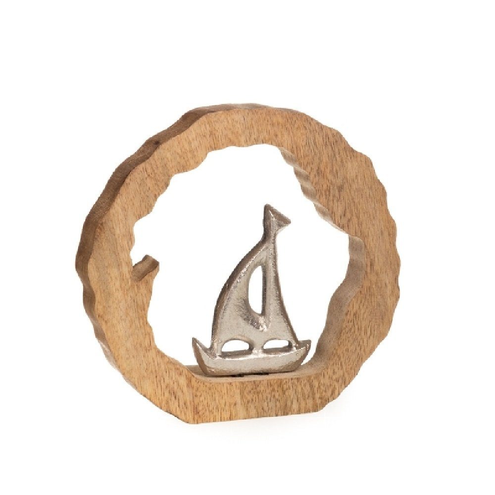 Dekoobjekt Aluminium Figur, Mangoholz Segler Deko aus maritime Segelboot Ring Ring, Linoows im im vernickeltem Segelboot,
