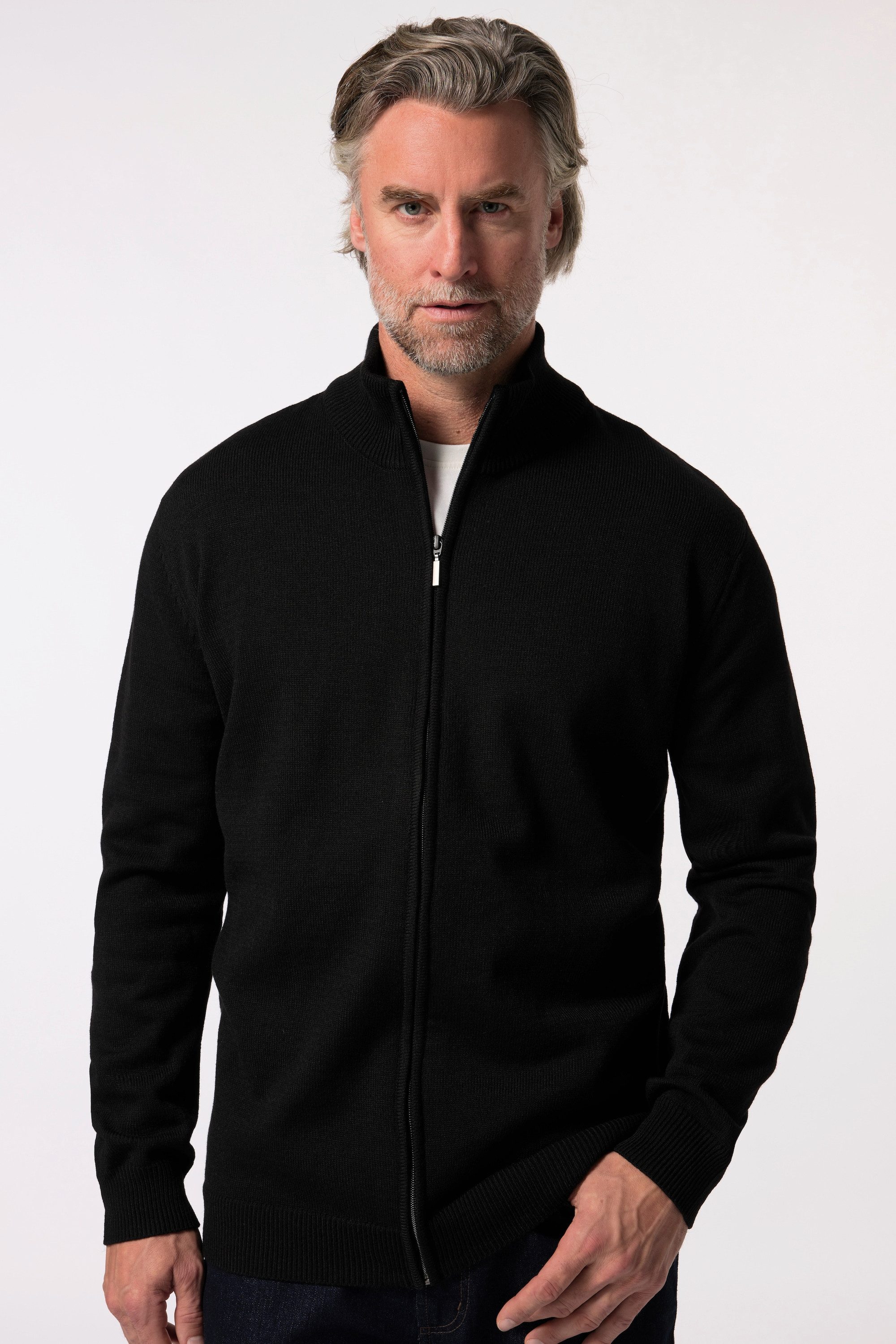 Poloshirt Strickjacke Langarm Stehkragen