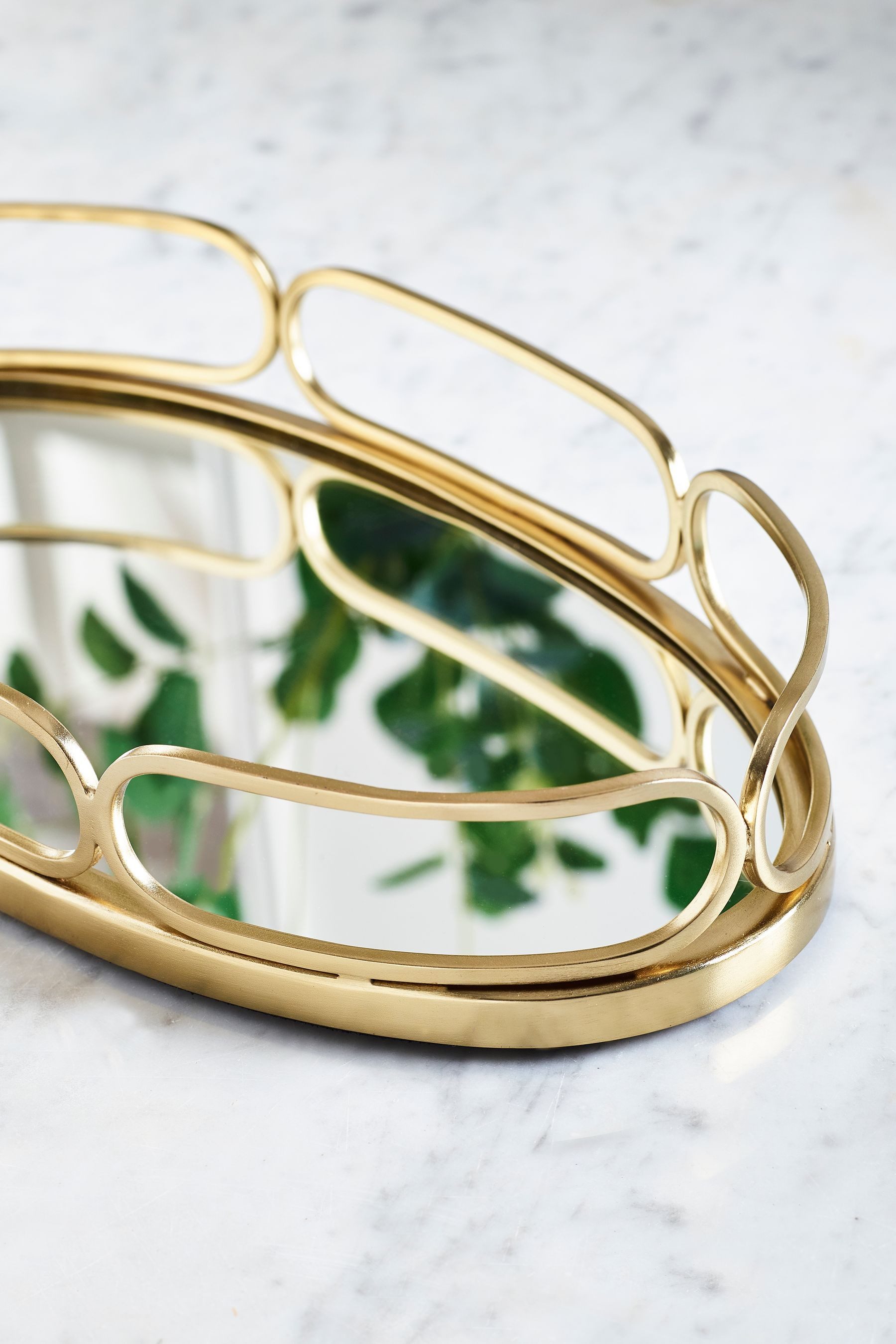 Next Tablett Ovales Spiegeltablett, Glas, Stahl, MDF, (1-tlg)