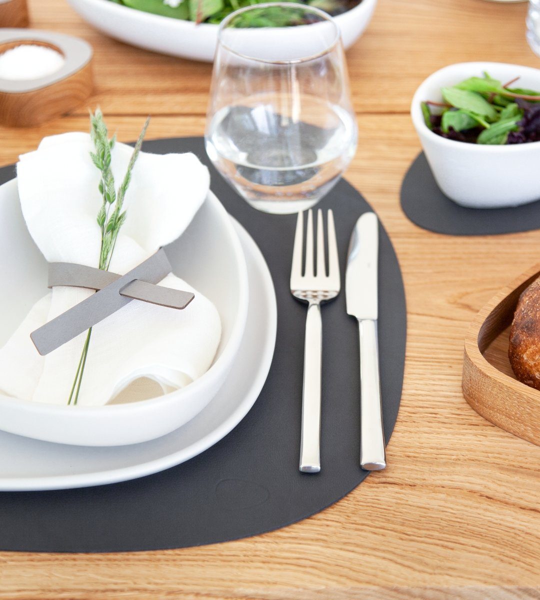 LIND DNA Platzset DOUBLE CLOUD Tischset Curve L black/brown 37x44 cm, Table Mat Curve L Double Cloud Black/Brown