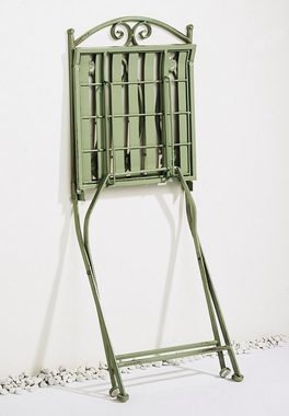 Kobolo 4-Fußstuhl Gartenstuhl Metallstuhl Metall - antique green (zusammenklappbar, 1 St)