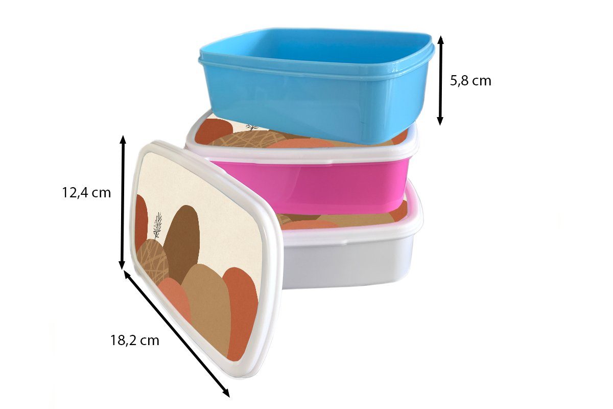 Kunststoff Snackbox, MuchoWow Mädchen, Brotdose für - - Abstrakt rosa (2-tlg), Farben, Lunchbox Erwachsene, Berge - Brotbox Pastell Kunststoff, Kinder,