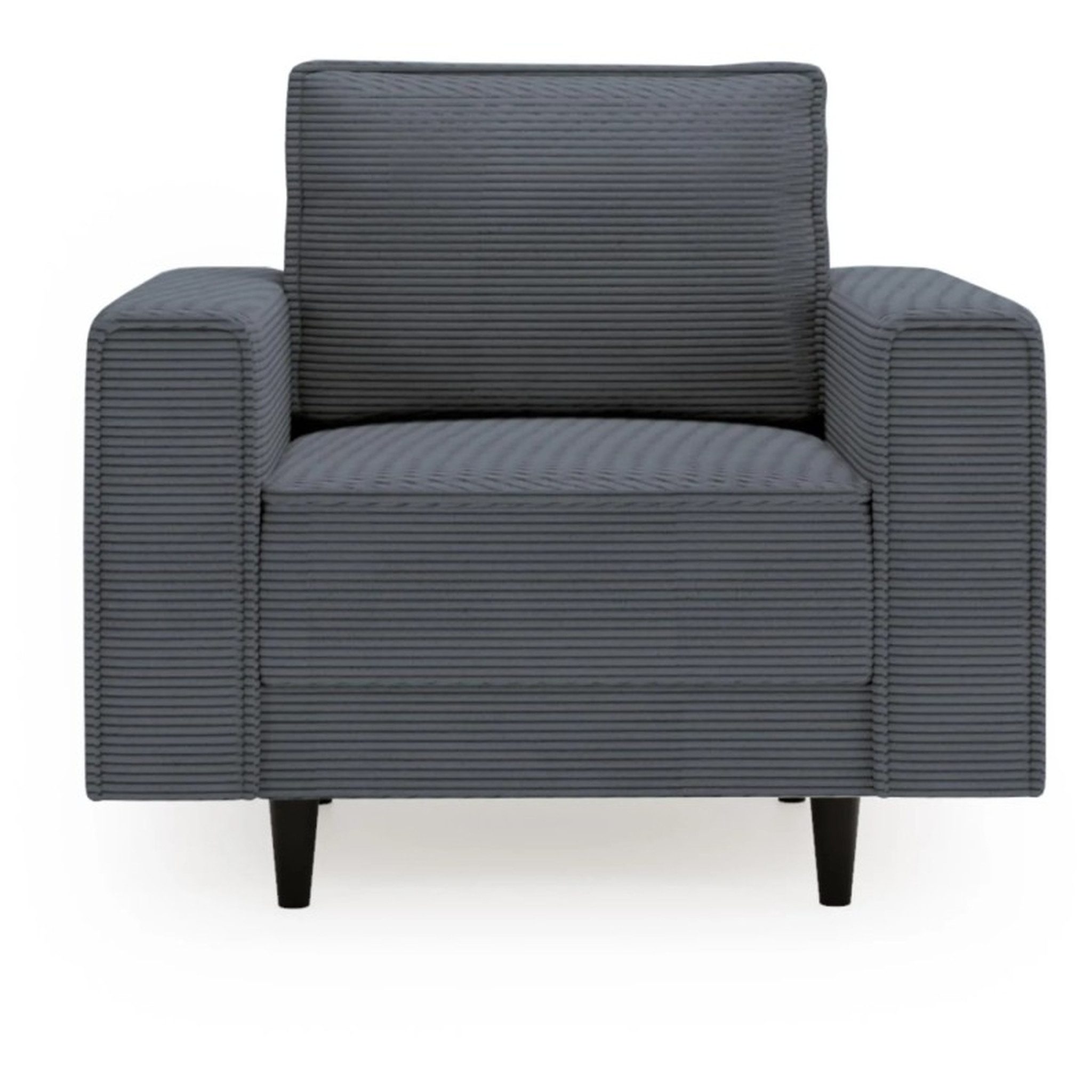 Beautysofa Relaxsessel Monte (Grau Sessel aus Cordstoff, 105x93 cm Polstersessel mit Holzbeine), Wellenunterfederung