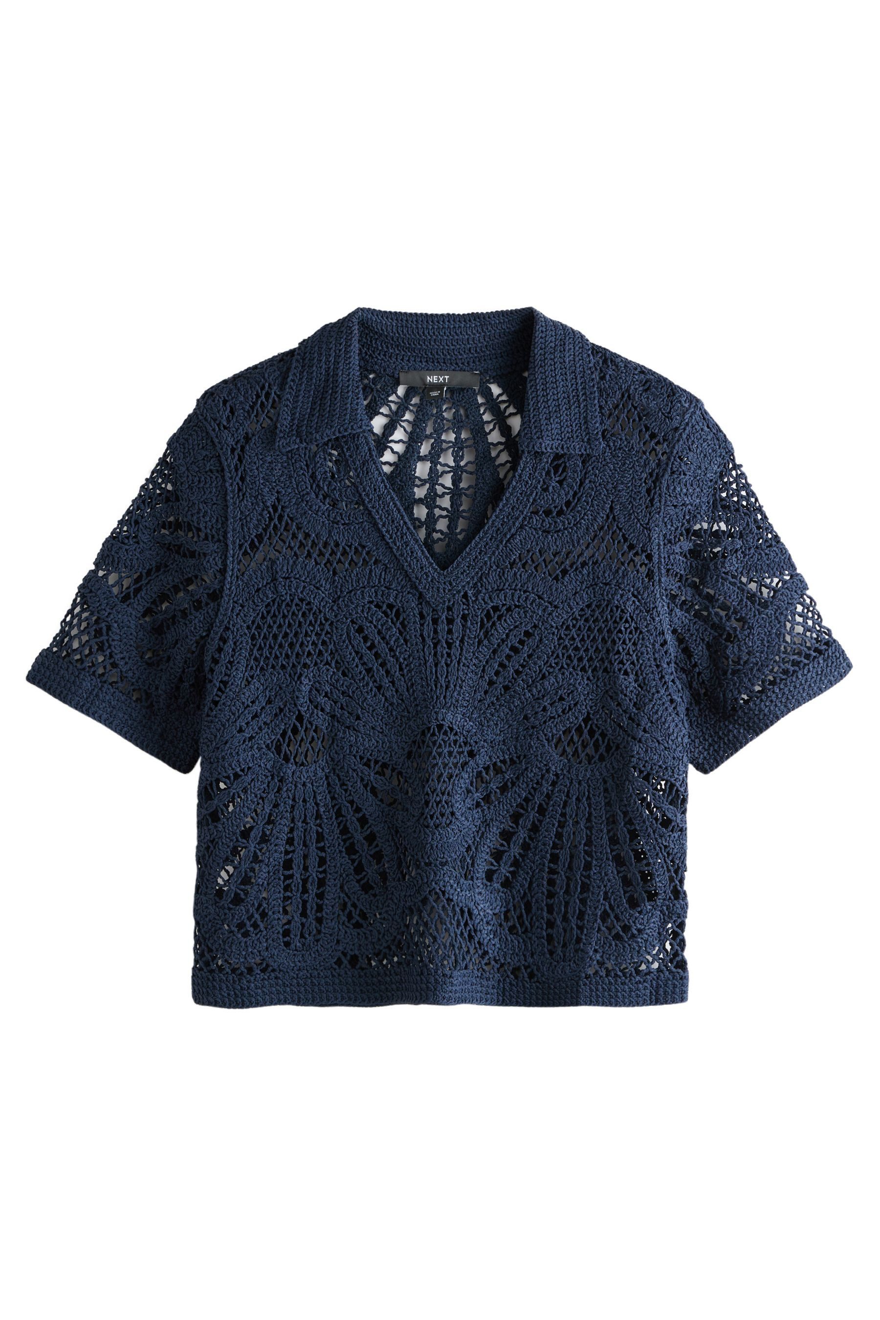 Next Poloshirt Polooberteil mit offenem Ausschnitt in Strickoptik (1-tlg)