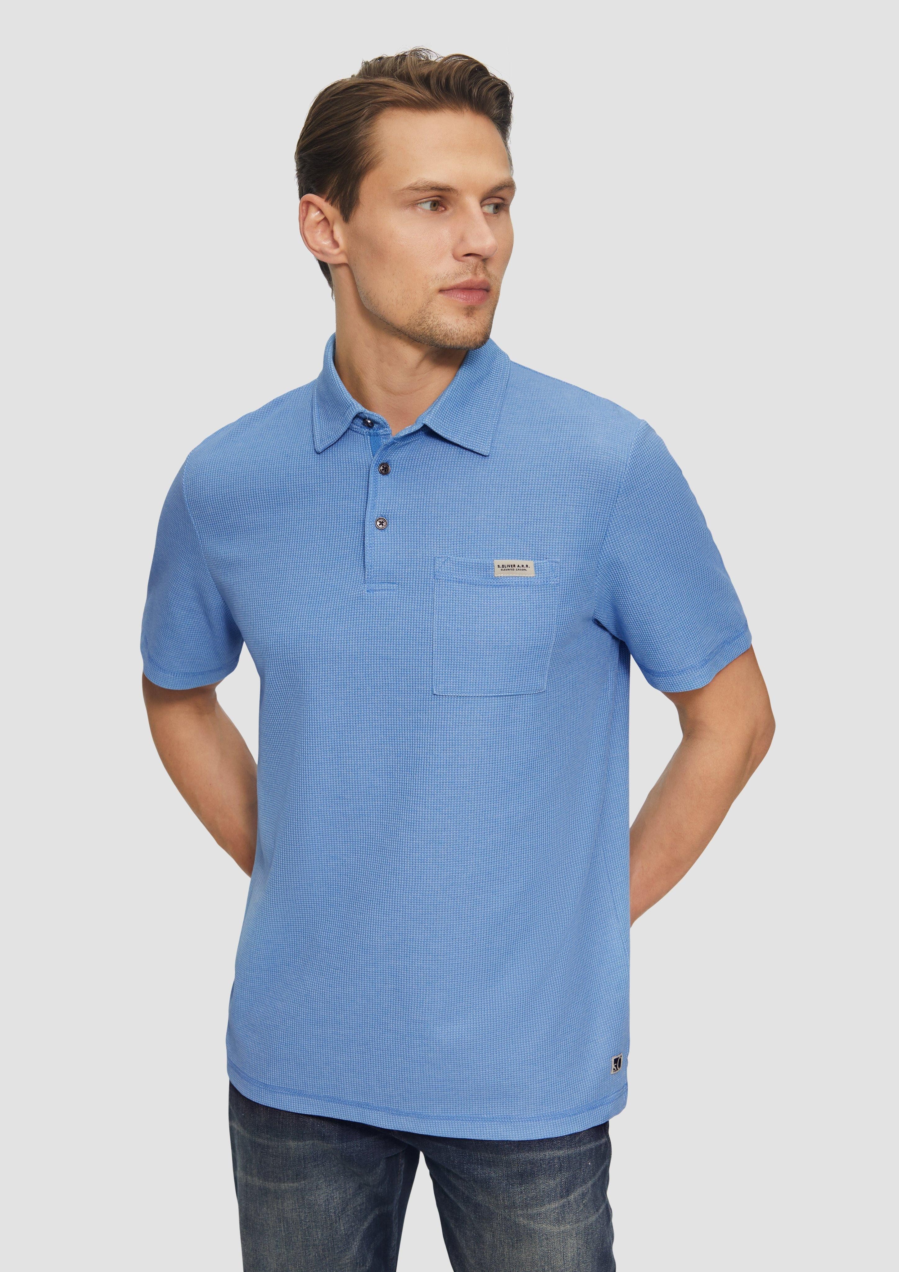 s.Oliver Kurzarmshirt Poloshirt aus zweifarbigem Waffelpiqué günstig online kaufen
