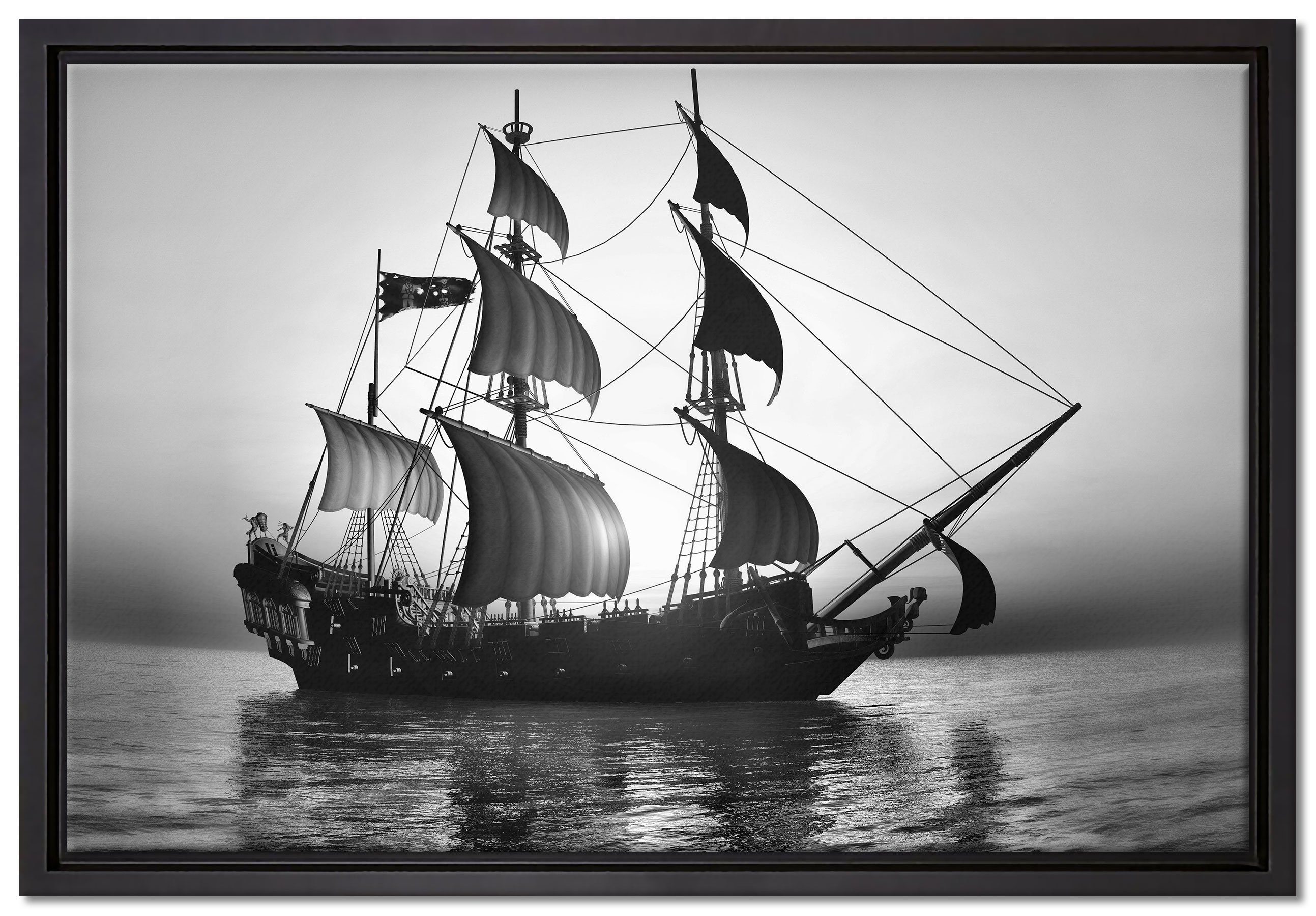 Pixxprint Leinwandbild Altes Segelschiff, Wanddekoration (1 St), Leinwandbild fertig bespannt, in einem Schattenfugen-Bilderrahmen gefasst, inkl. Zackenaufhänger