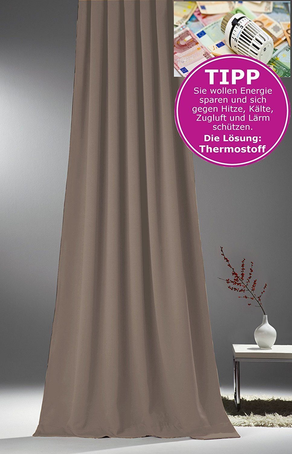 novumfix Verdunkelungsvorhang Sunout/55 taupe Thermovorhang XXL günstig online kaufen