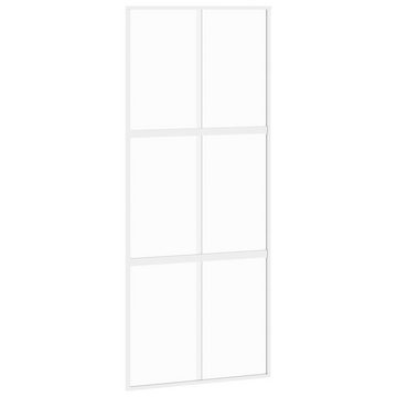 vidaXL Zimmertür Schiebetür Zimmertür Innentür Glas Weiß 90x205 cm Hartglas und Alumini