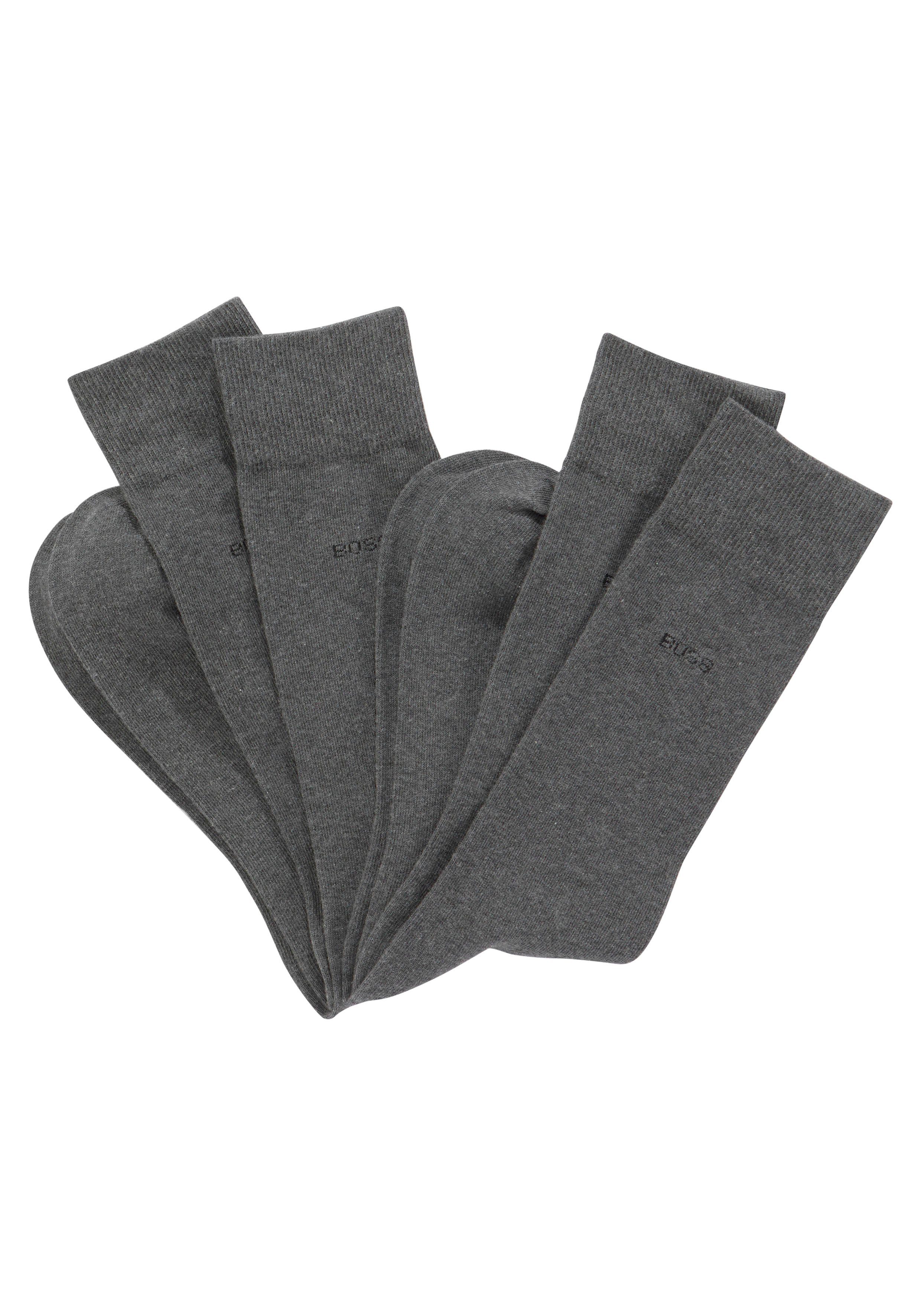 Uni (Packung, 2-Paar, BOSS 2P RS Charcoal031 eingestricktem Logo-Schriftzug Pack) Businesssocken mit 2er BOSS