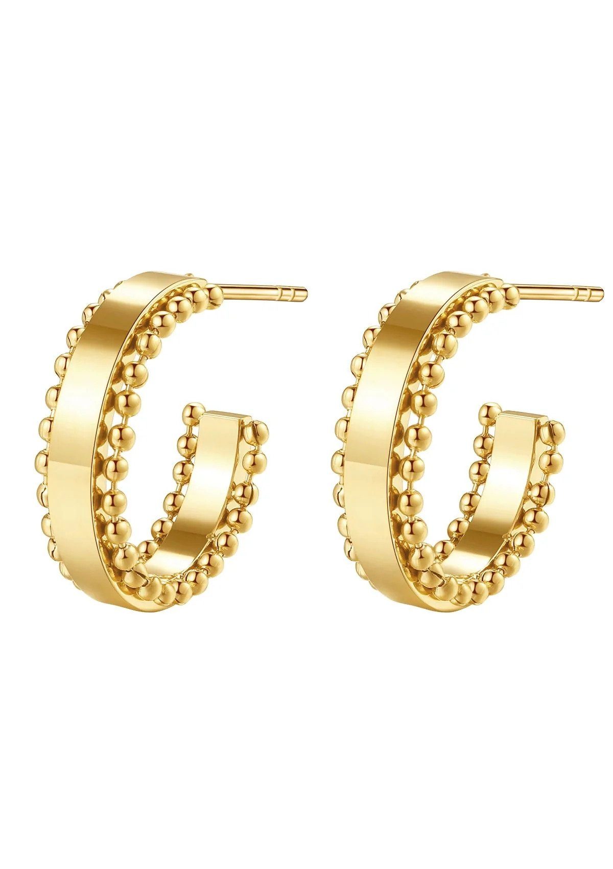 Hey Happiness Paar Сережки-кільця Kugel Band offen, Edelstahl Сережки 18K Roségold vergoldet, Metallperle Сережки Damen, wasserfest, anlaufgeschützt