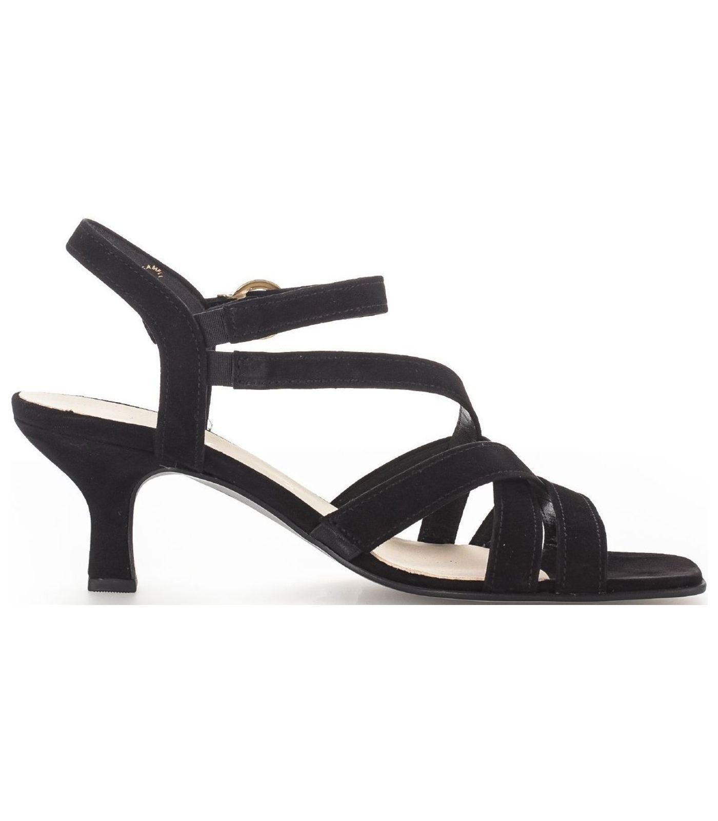 Sandalen Gabor Riemchensandalette Schwarz Gold Veloursleder