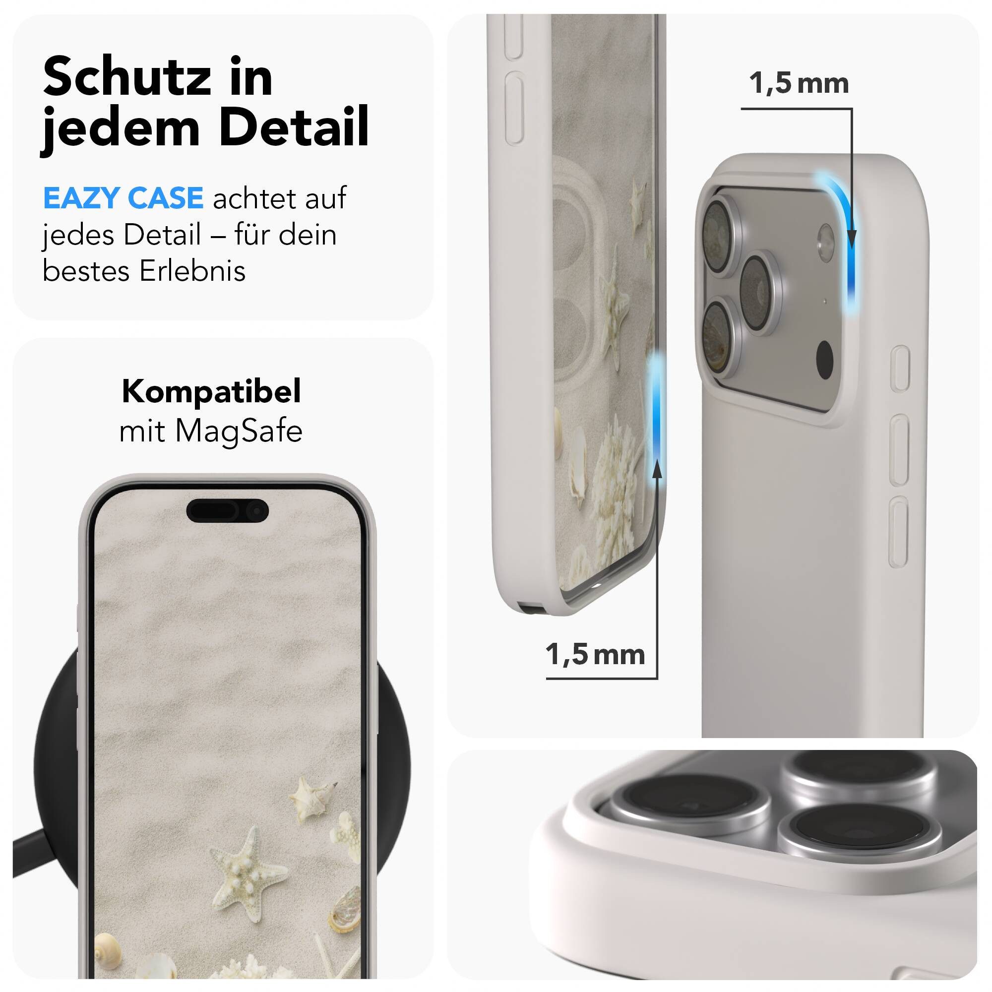 EAZY CASE Handyhülle für Apple iPhone 17 Pro Hülle Silikon 6,3 Zoll, Schutzcase mit MagSafe Slimcover Silikonschutzhülle elastisch Taupe – Bild 3 von 5