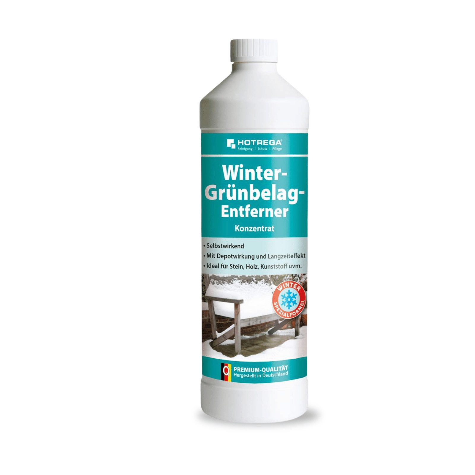 HOTREGA® Grünbelagentferner Winter 1:10 Super-Konzentrat 1L, Wirkt bei Kälte Grünbelagentferner