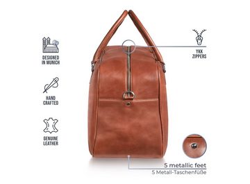 PURE Leather Studio Reisetasche Reisetasche CANOPUS, Echtleder Weekender Handgepäck Duffle Bag mit 15,6 Zoll Laptopfach
