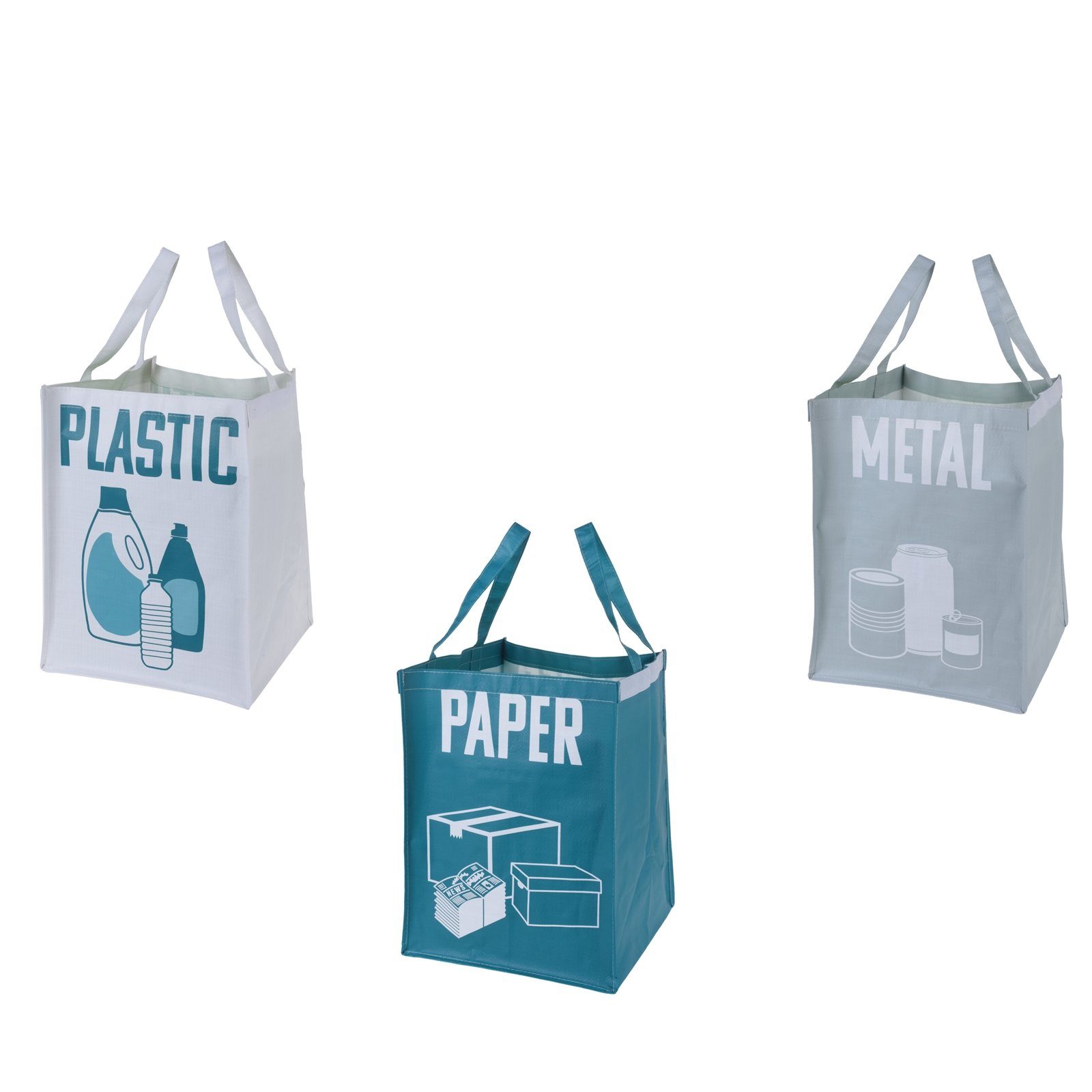 HTI-Living Mülleimer Mülltasche 3er Set Metall Papier Kunststoff, Mülltrennung