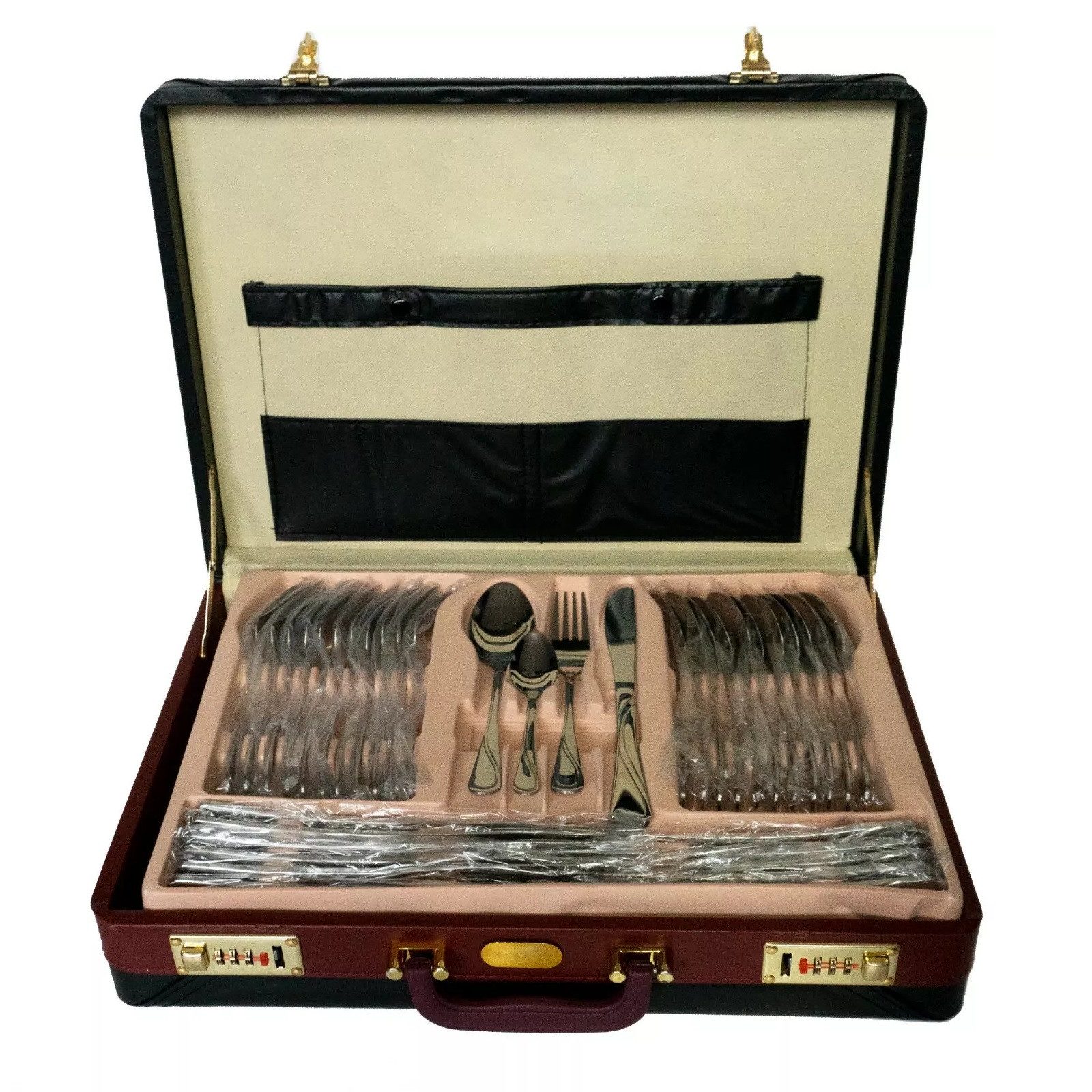 QLS Besteck-Set silber aus Edelstahl (72-tlg), 12 Personen, Essbesteck im Koffer Besteckgarnitur