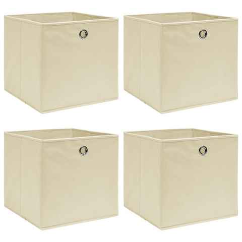 vidaXL Aufbewahrungsbox Aufbewahrungsboxen 4 Stk. Creme 32x32x32 cm Stoff (4 St)