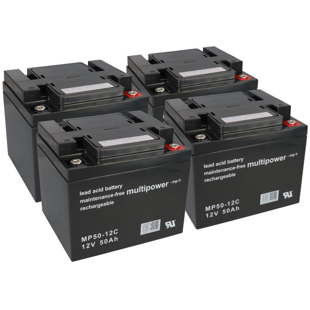 4 x 12V 50Ah Blei AGM Multipower Elektromobil-Akku