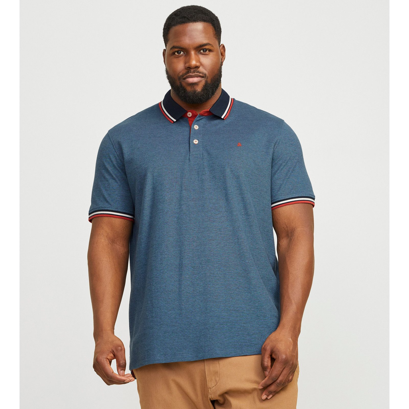 Jack & Jones Poloshirt Jack & Jones Poloshirt Übergröße denimblau melange