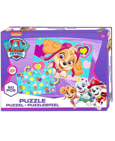 PAW PATROL Puzzle Skye, 50 Puzzleteile, Kinder Lernpuzzle 2in1 Puzzlespiel