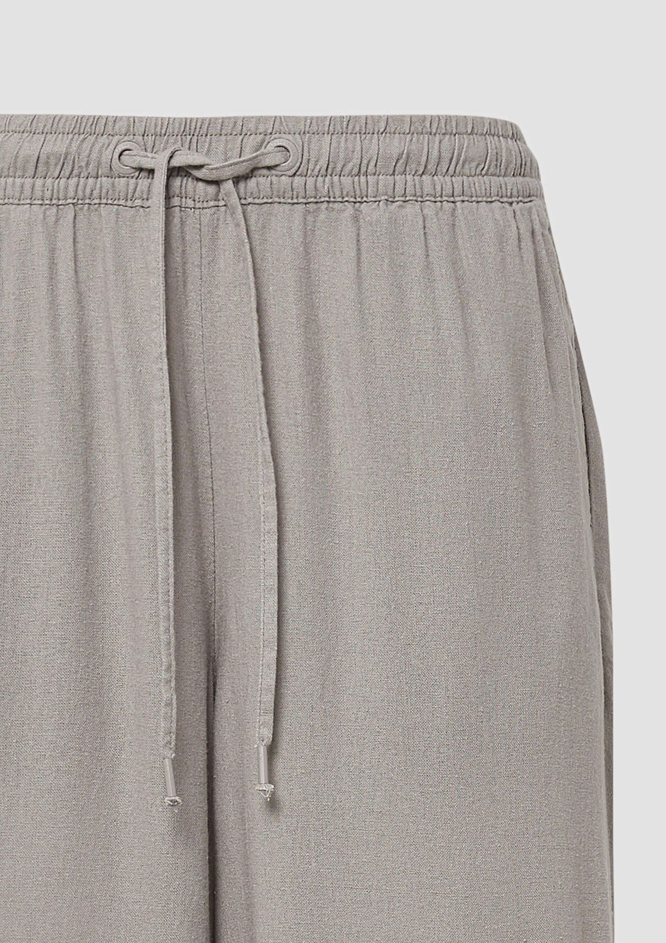 QS Chinos Hose Leinenmixhose mit Gummizug und weitem Bein